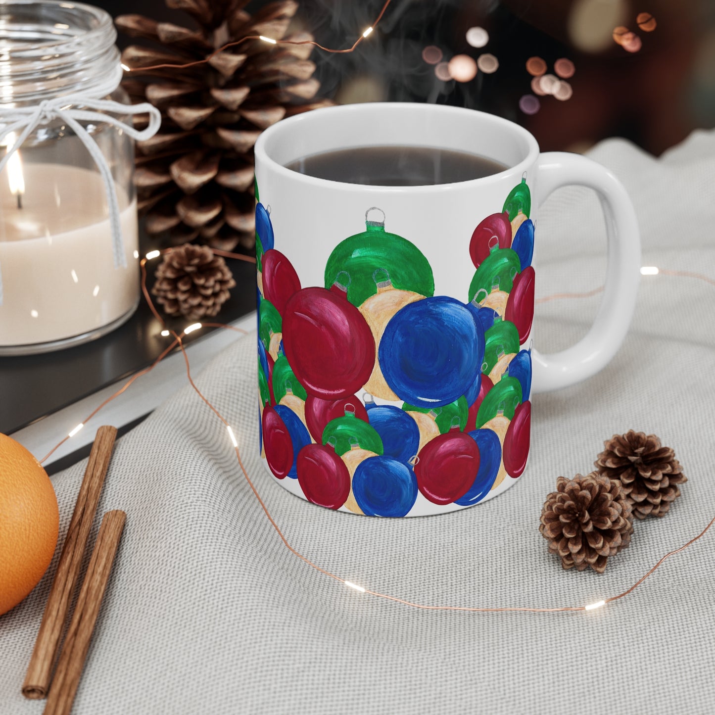 Christmas Ornament Mug - Merry Christmas Coffee Cup, Holiday Gift for Him, Her, Decorative Drinkware, Festive Kitchen Decor