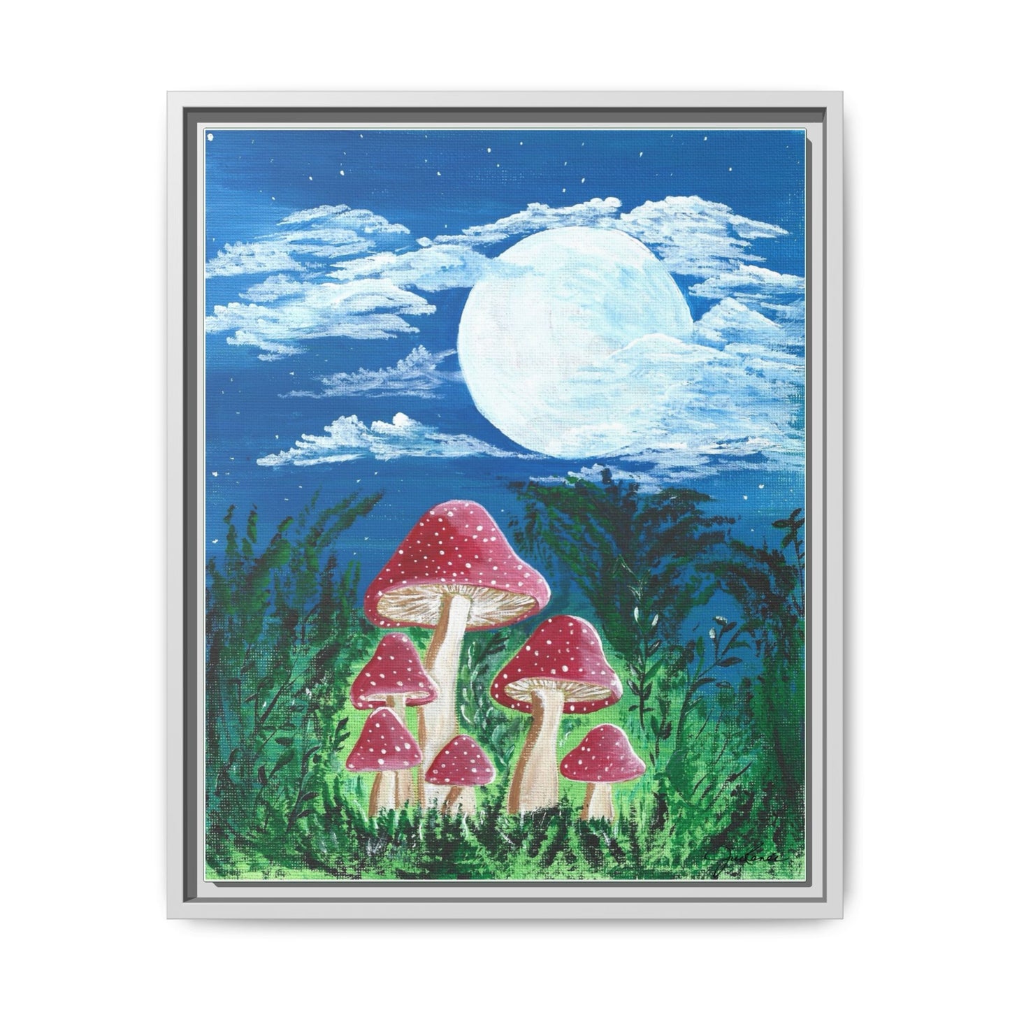 Magicaly Moonlit Mushrooms - Canvas Print