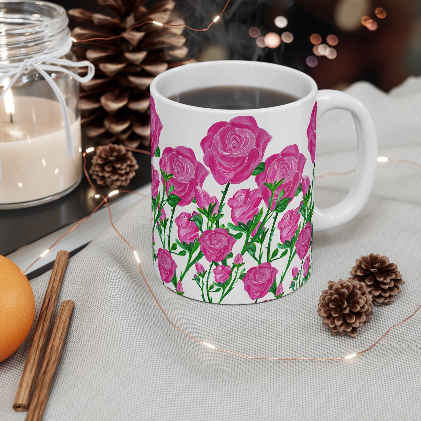 Pink Roses! Ceramic Mug 11 oz