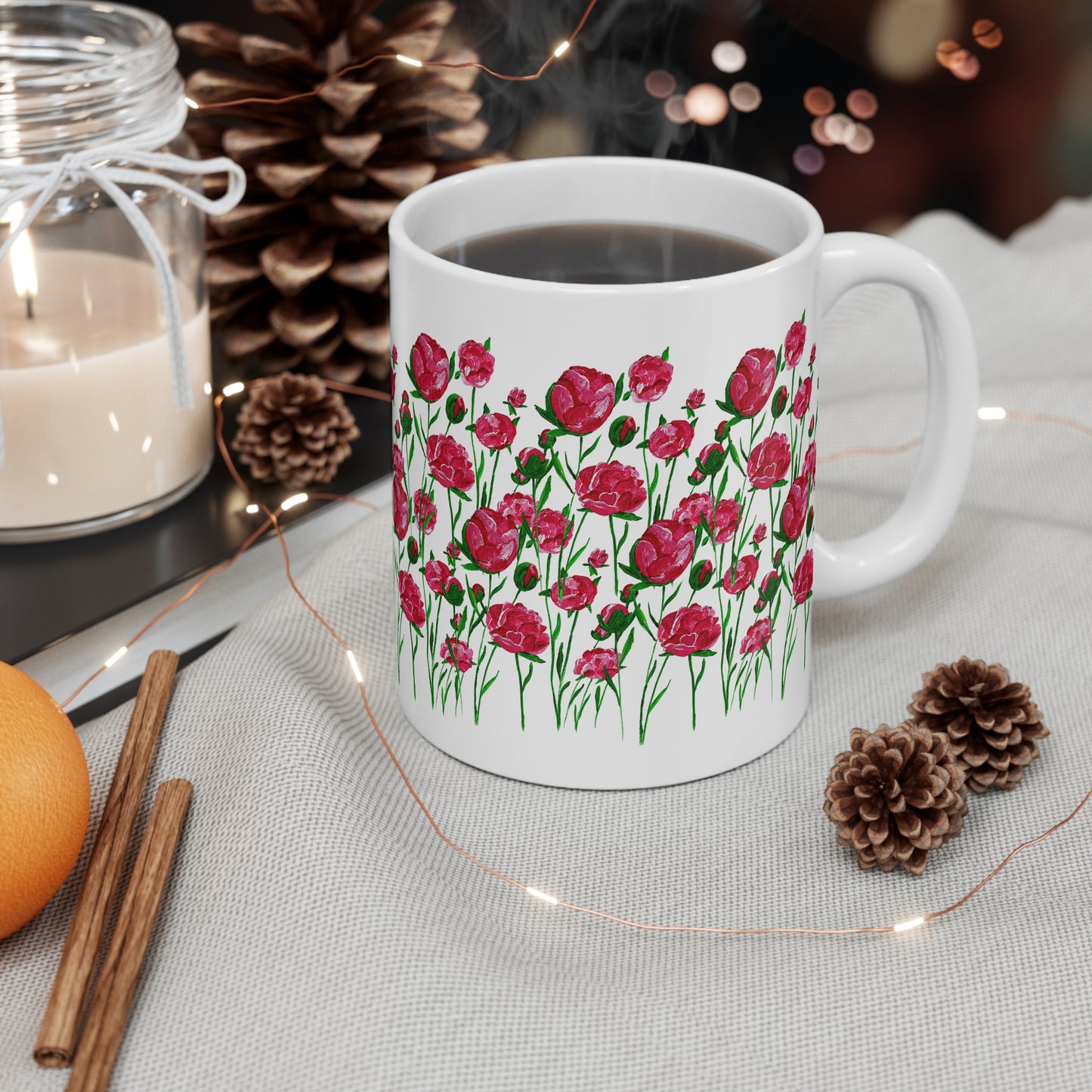 Peonies in Abundance - Ceramic Mug 11oz -
