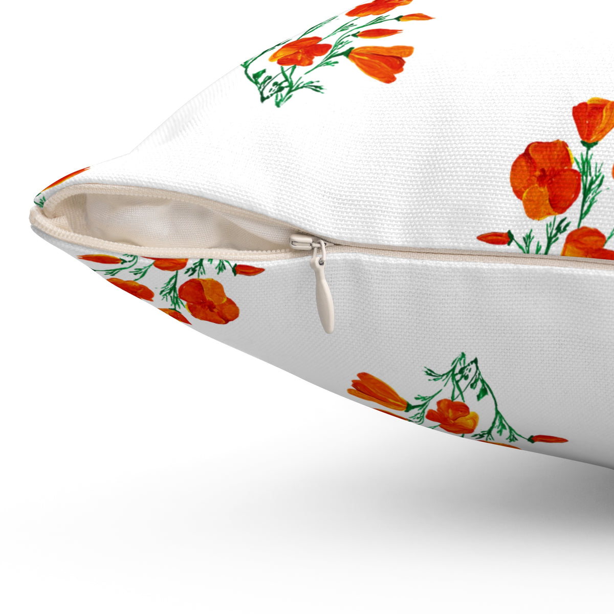 Elegant painted California Poppies, Floral Decor Pillow, Vintage Flower Cushion, Botanical Accent Pillow, Spring Decor, Flower Lover Gift