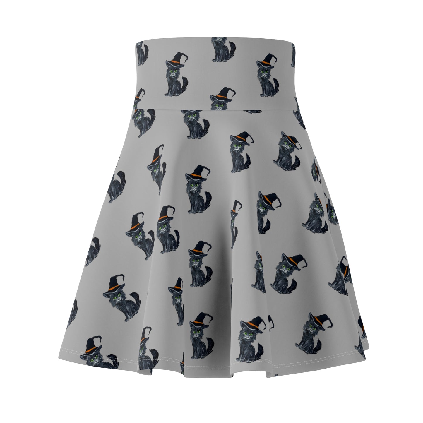 Chic Halloween Cat Design Skater Skirt, Cute Skirt, Cat Lover Gift, AOP Fashion Skirt, Festival Outfit, Vintage Cat Apparel