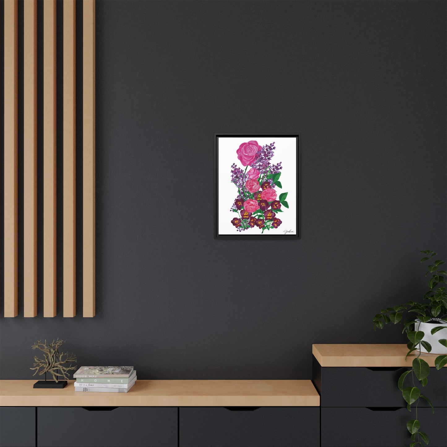 Framed Canvas, Botanical Bouquet - Wall Art, Home Decor, Matte Canvas Print, Multi-color