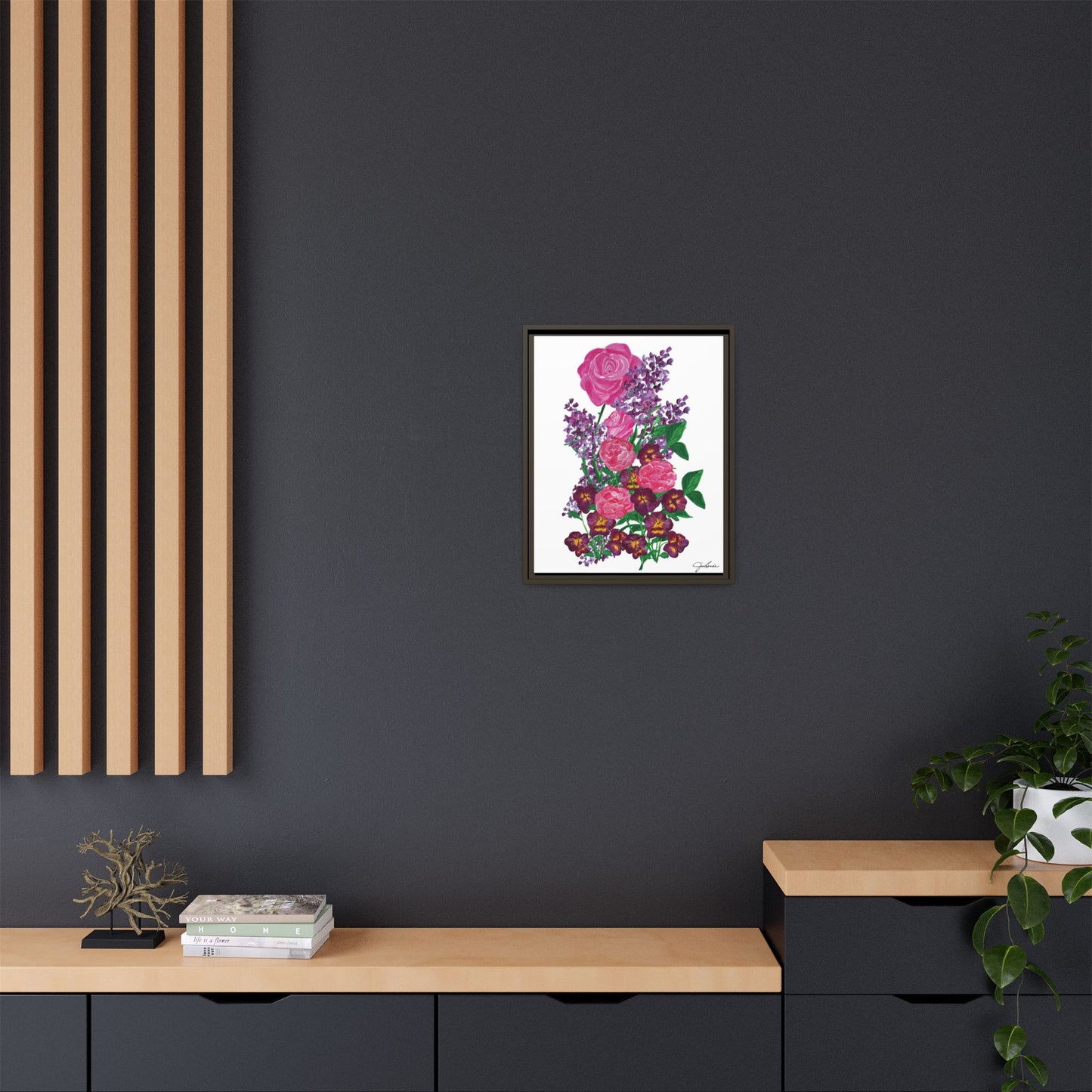 Framed Canvas, Botanical Bouquet - Wall Art, Home Decor, Matte Canvas Print, Multi-color