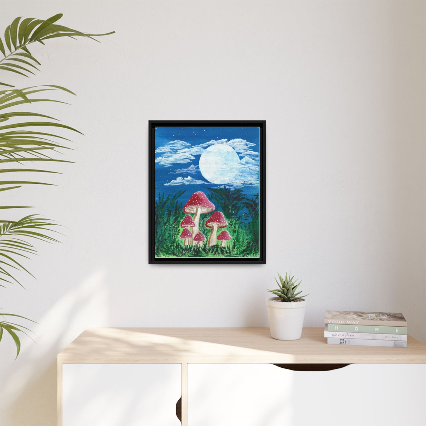 Magicaly Moonlit Mushrooms - Canvas Print