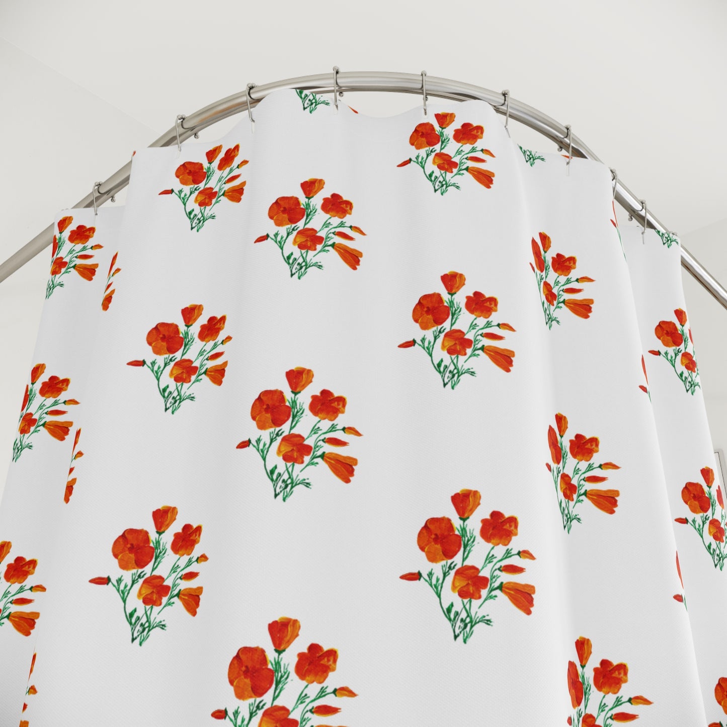 California Poppies Shower Curtain, Floral Bathroom Decor, Home Improvement, Housewarming Gift, Elegant Floral Bathroom Accessory, Bathroom