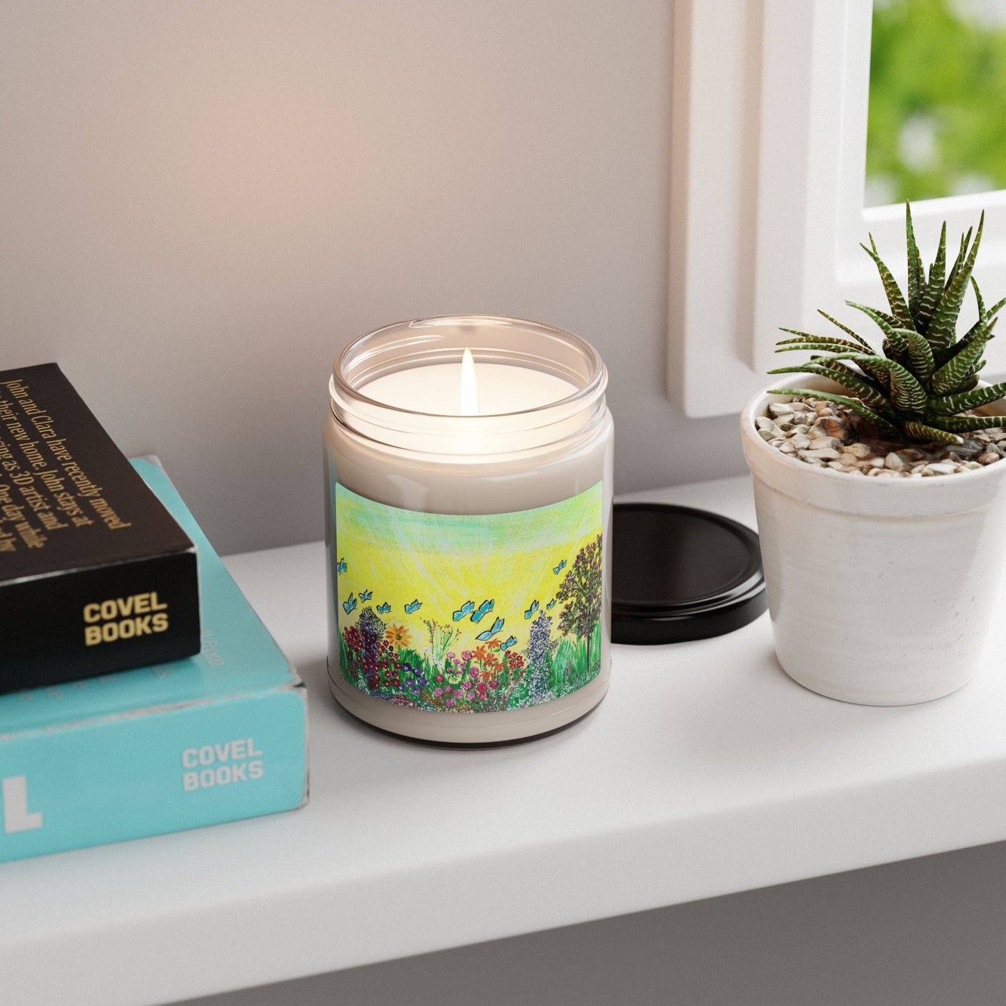 Butterfly Meadow Soy Candle 9oz | Floral Garden Illustration - Original artwork by Jill Renee