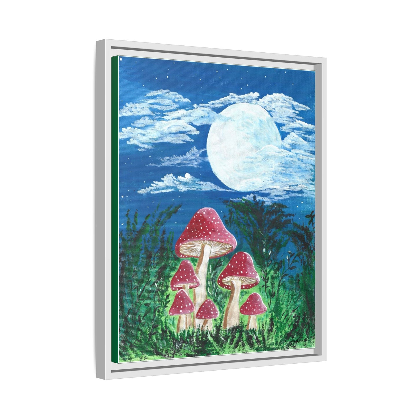Magicaly Moonlit Mushrooms - Canvas Print
