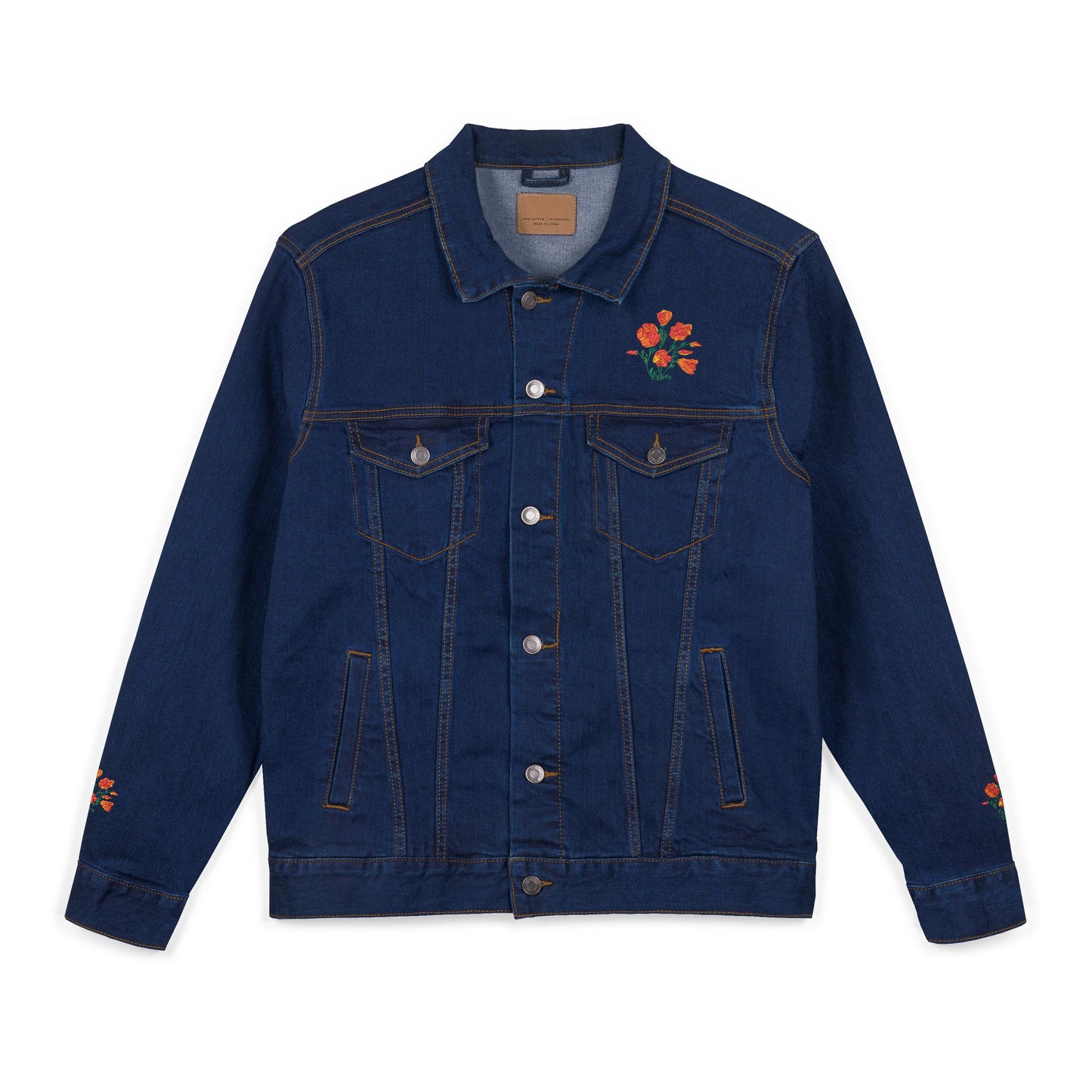 California Poppies! Embroidered Denim Jacket