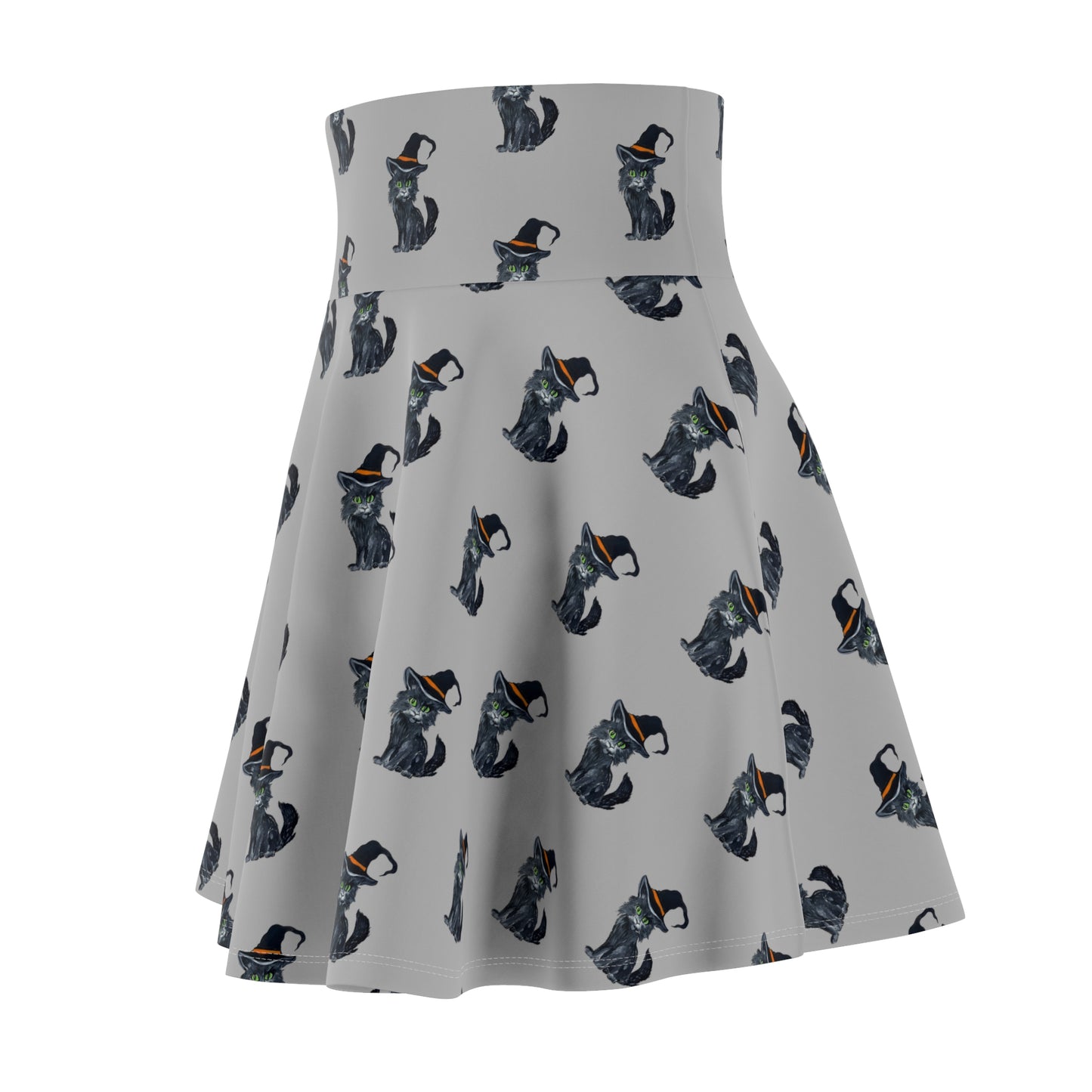 Chic Halloween Cat Design Skater Skirt, Cute Skirt, Cat Lover Gift, AOP Fashion Skirt, Festival Outfit, Vintage Cat Apparel