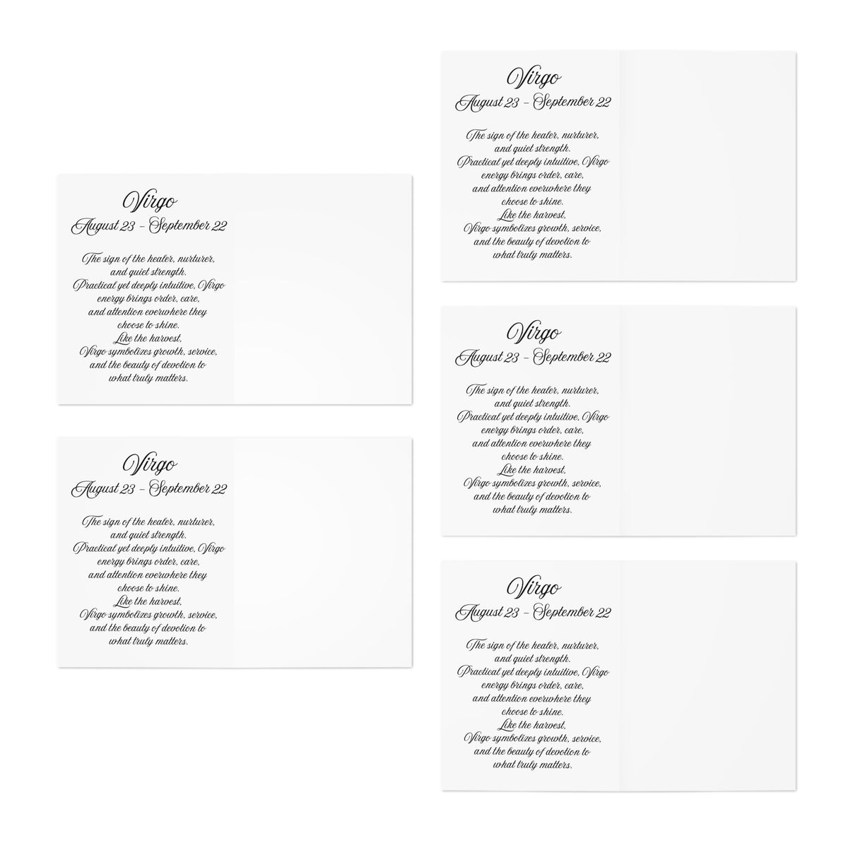 Virgo Greeting Cards Zodiac Collection - (5-Pack)