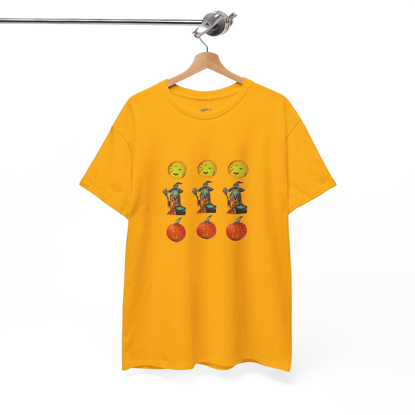 Halloween Tee - Moons, witches, and jacko'lanterns - Unisex Heavy Cotton