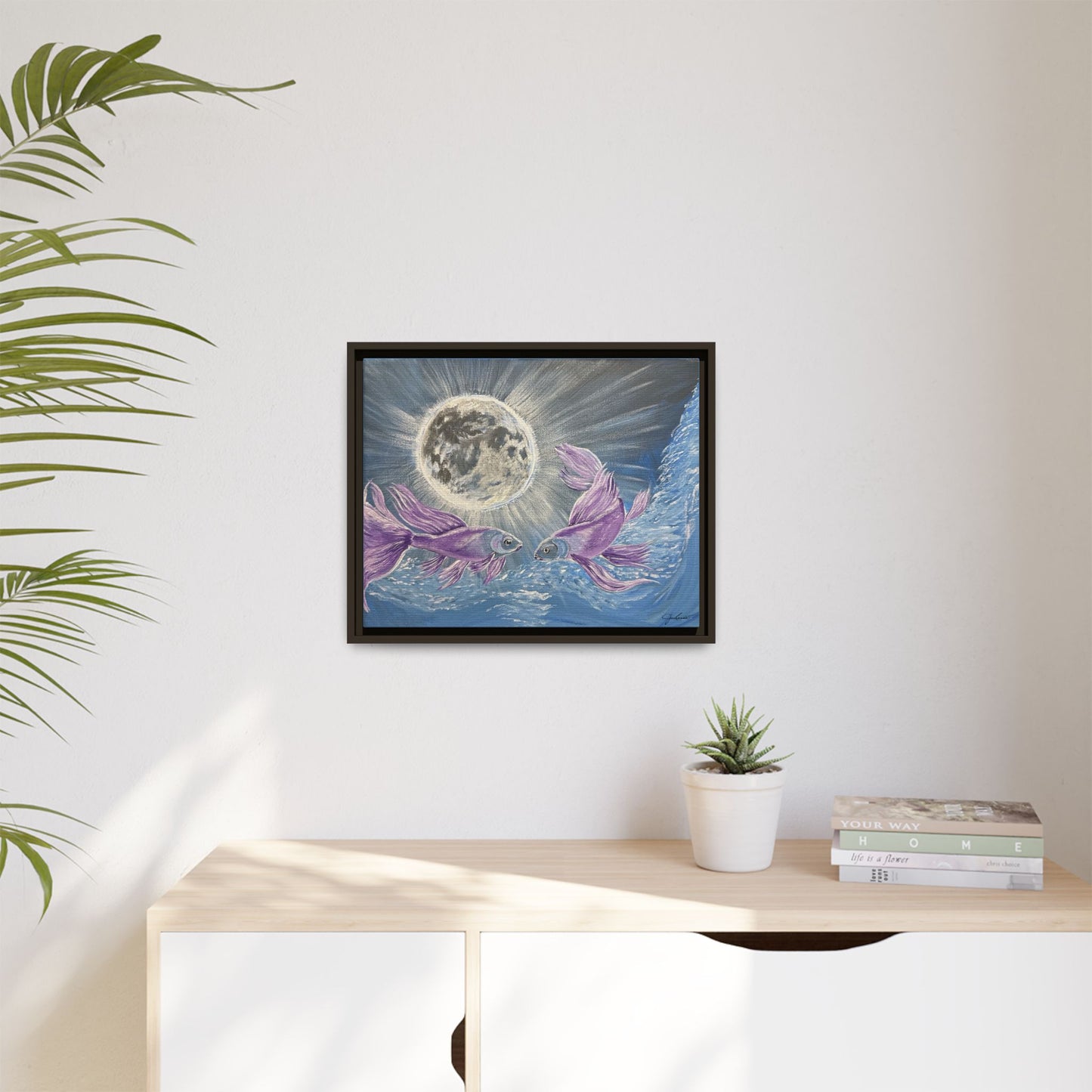 'Moonlit Pisces' Framed Canvas Print
