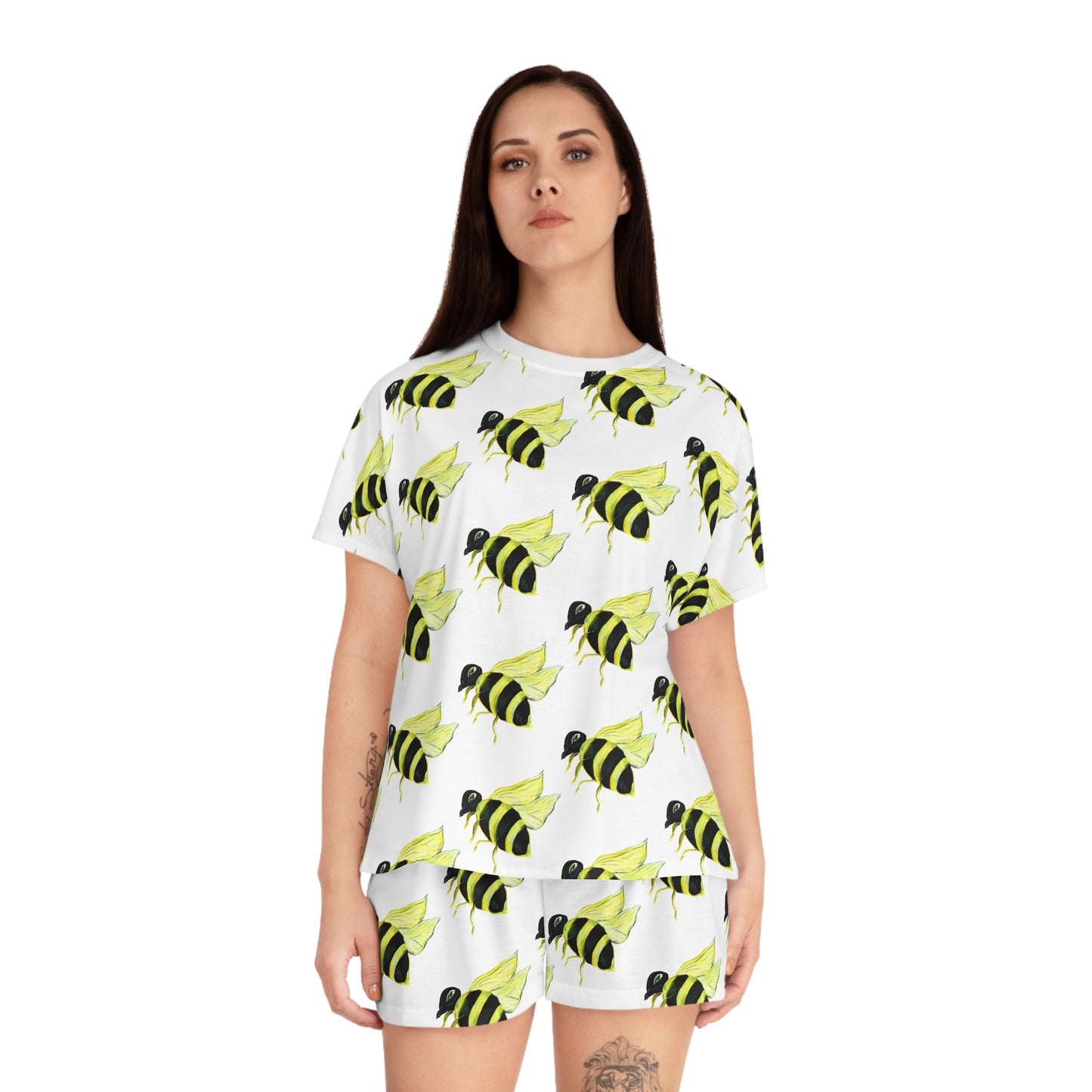Bumble Bee Pattern Pajama Set | Short Sleepwear Set