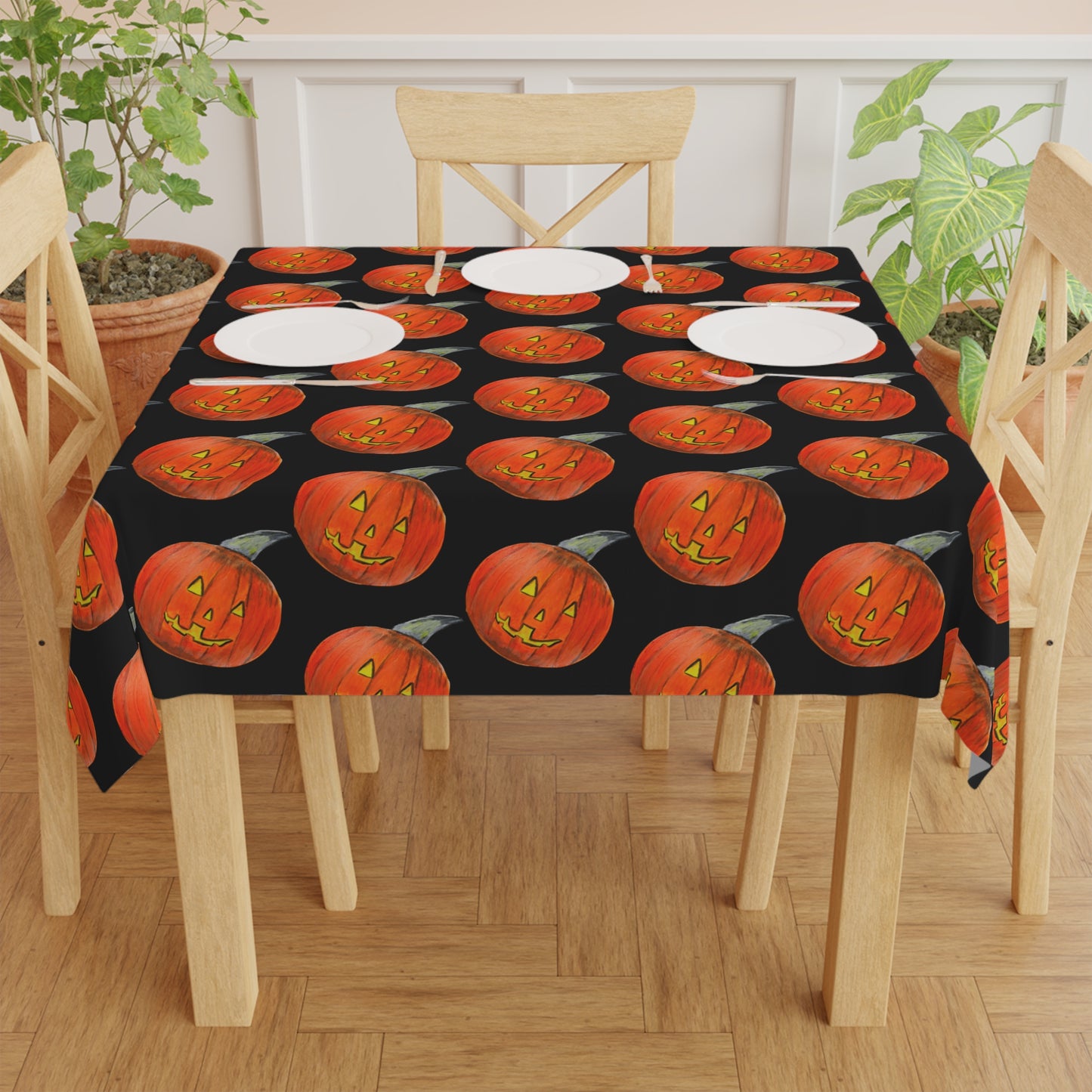 Jack-o'-Lantern Pattern Tablecloth | Halloween Pumpkin Tablecloth