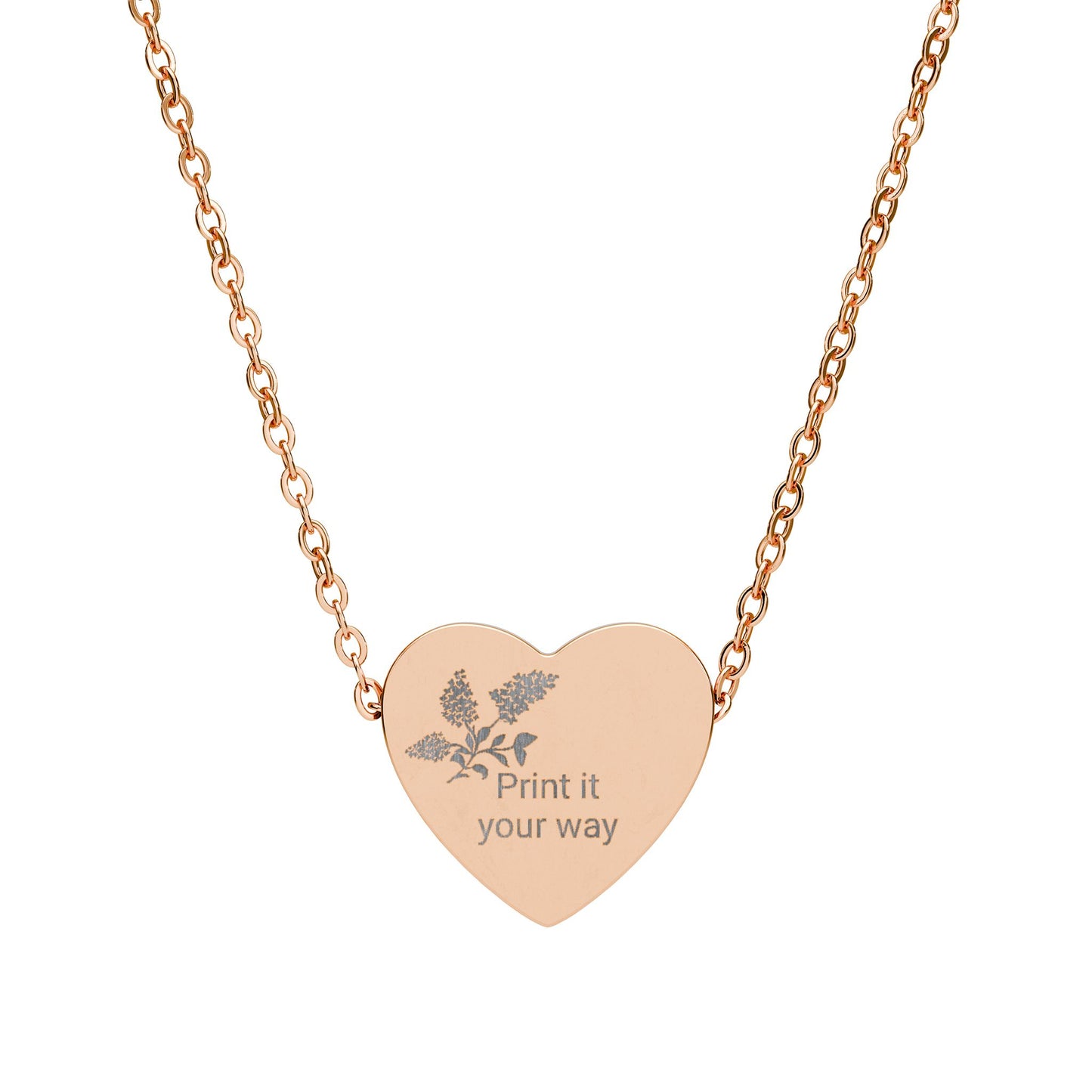 Floral Heart Engraving Necklace | Personalized Heart Pendant
