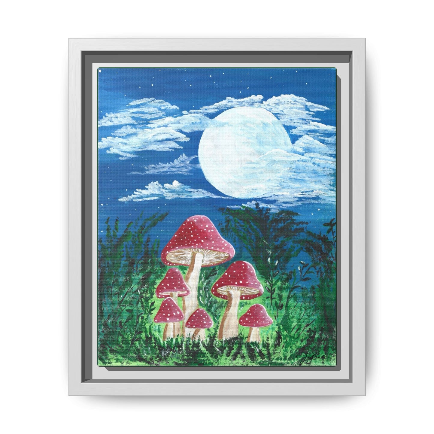 Magicaly Moonlit Mushrooms - Canvas Print