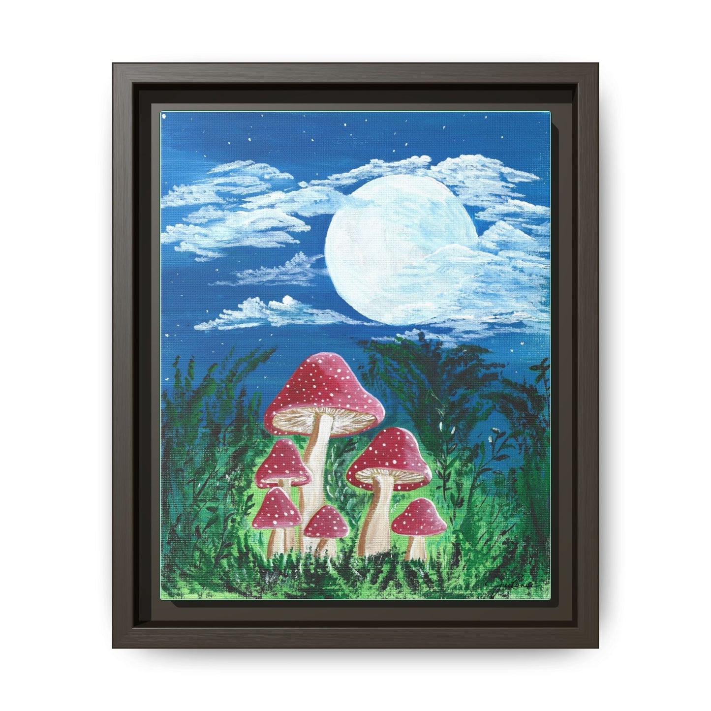 Magicaly Moonlit Mushrooms - Canvas Print