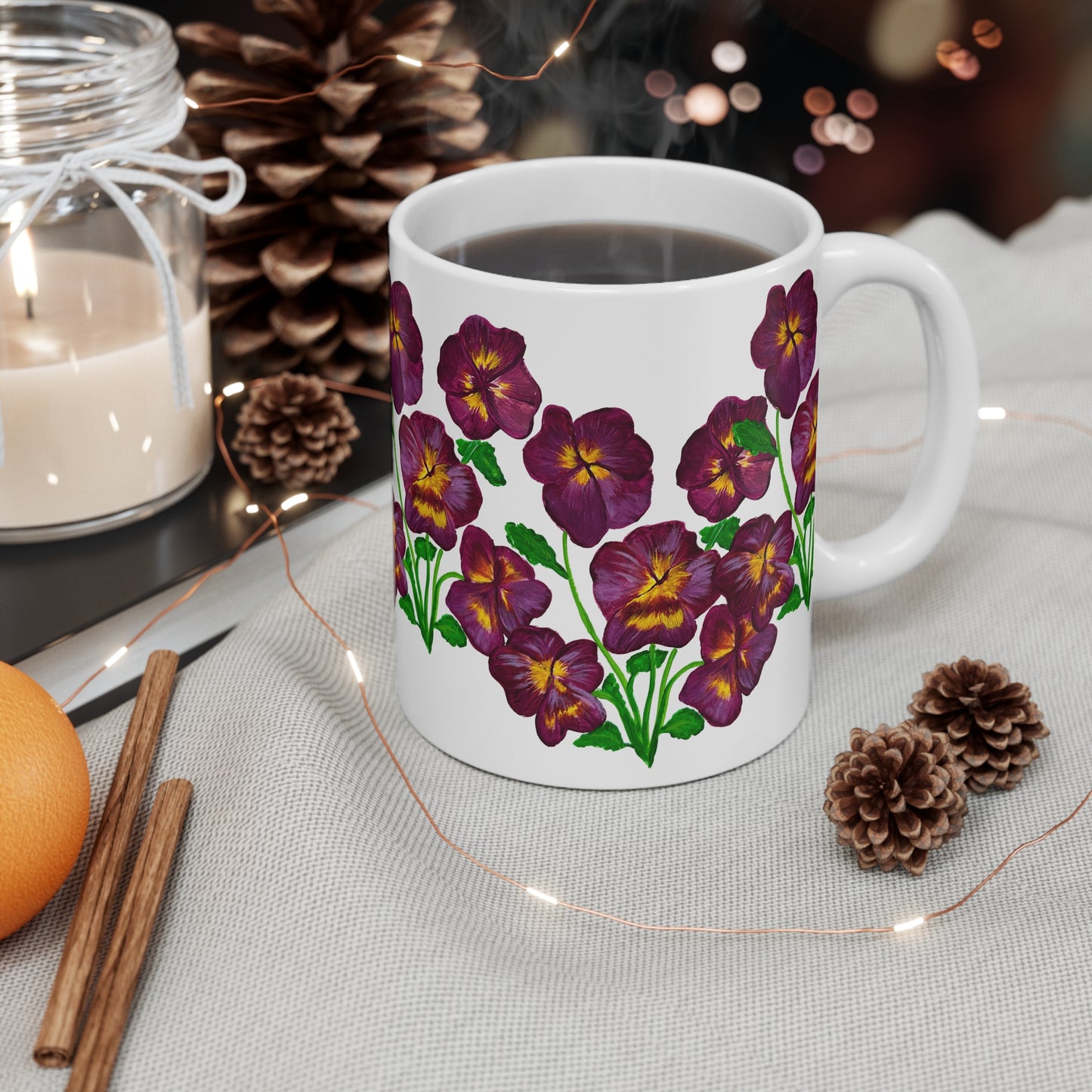 Pansies! Original Art Ceramic Mug 11 oz