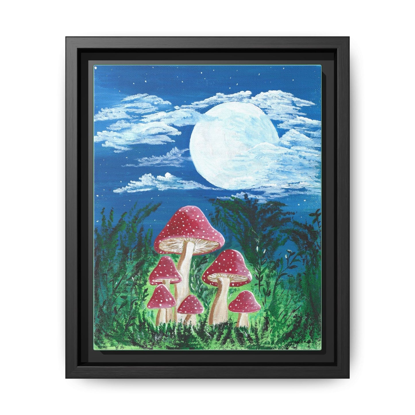 Magicaly Moonlit Mushrooms - Canvas Print