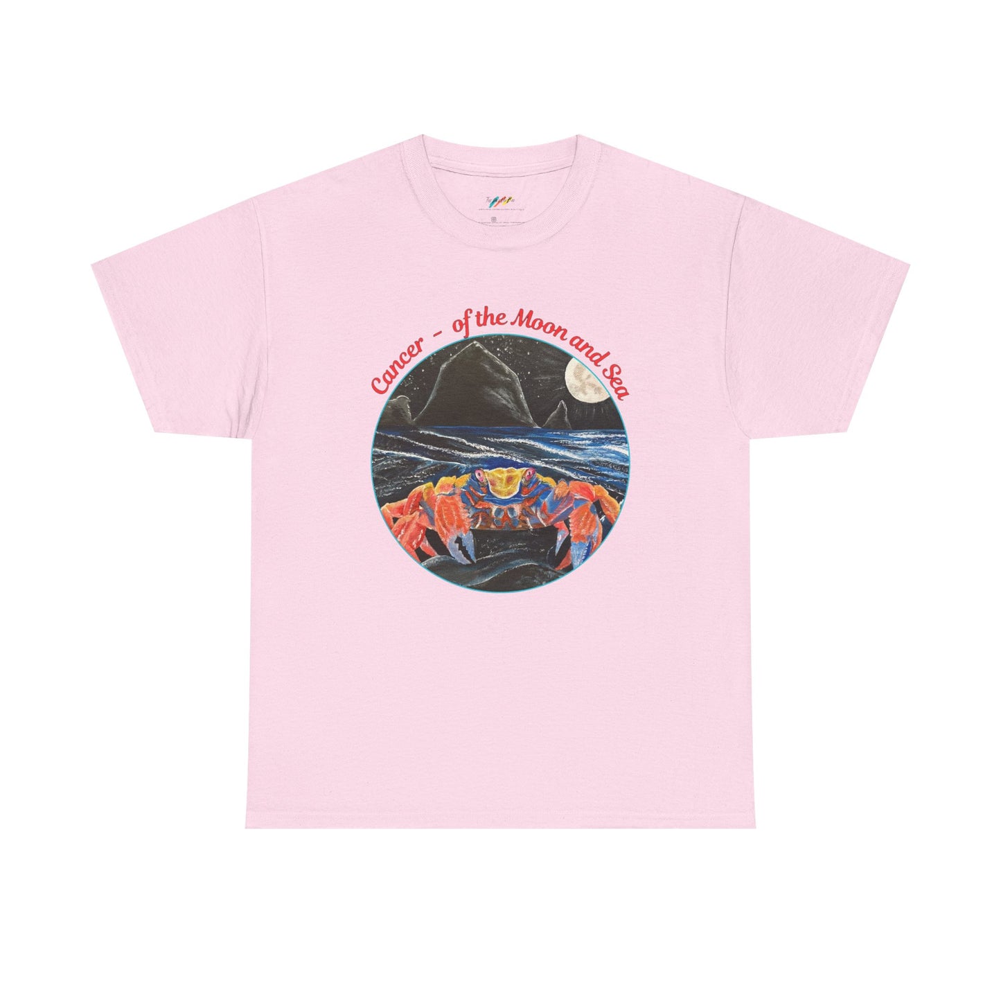 Cancer of the Moon and Sea Heavy Cotton Tee - inspirational colorful zodiac design