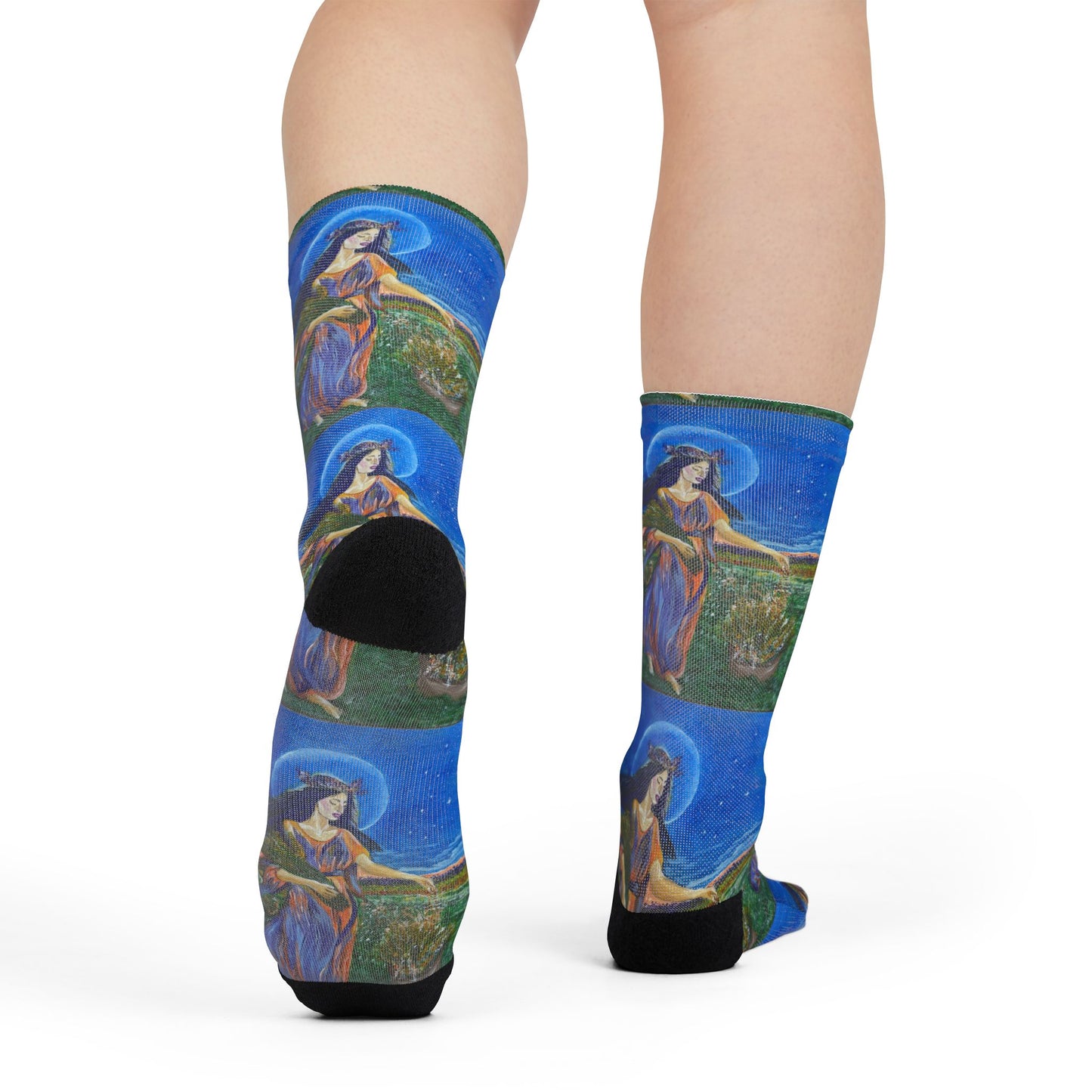 Virgo Goddess Crew Socks, Colorful Gift for Artists, Unique Fashion, Virgo Zodiac Socks, Everyday Wear, Virgo Gift