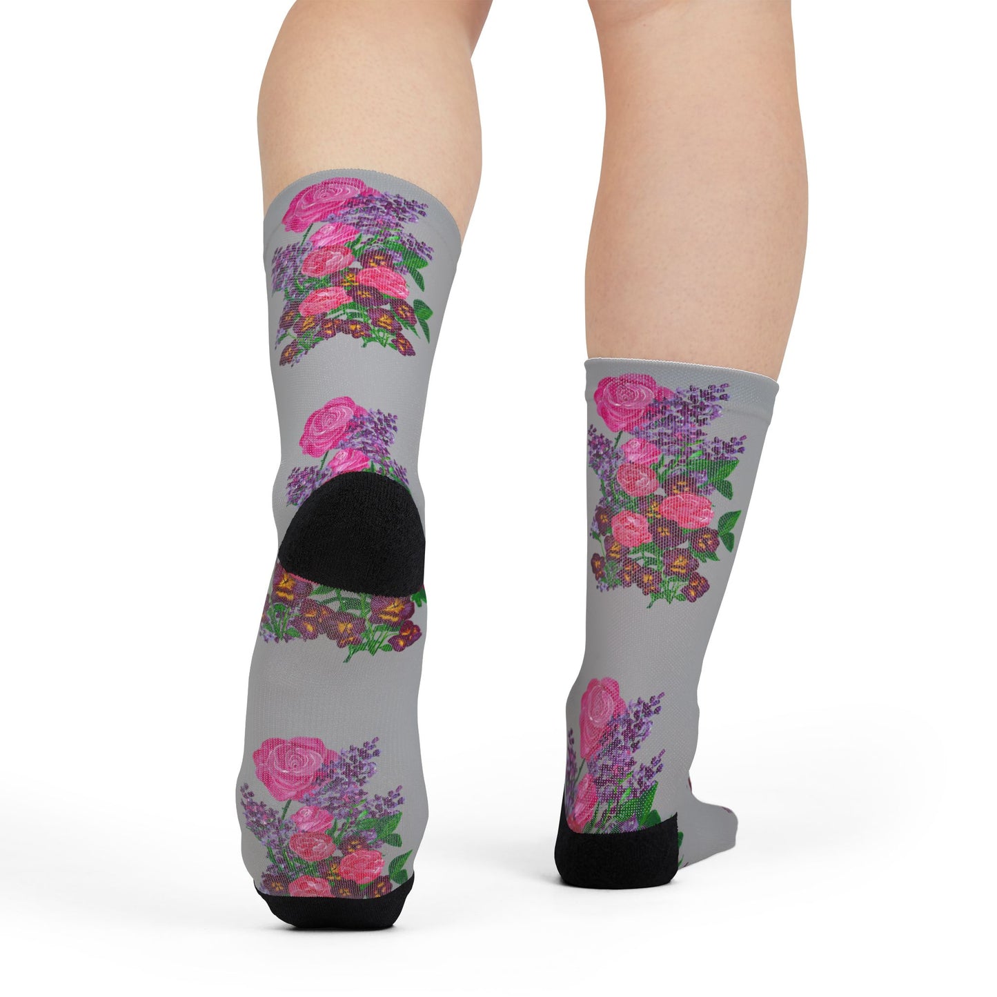 Floral Patterned Crew Socks for Women | Cute Gift for Her, Cozy Accessories, Stylish Footwear, Trendy Home Wear, Unique Floral Design
