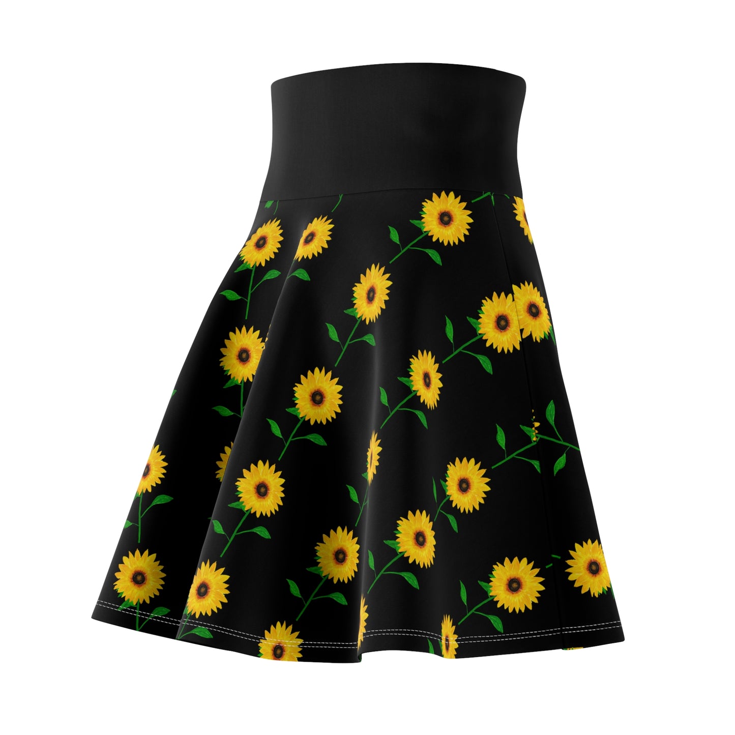 Sunflower Pattern Women's Skater Skirt, Cute Summer Skirt, Floral AOP Skirt, Trendy Fashion Skirt, Casual Skirt for Women