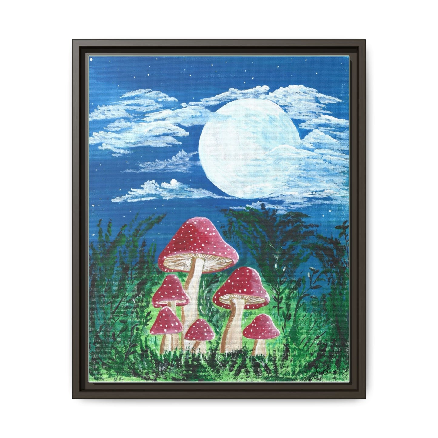 Magicaly Moonlit Mushrooms - Canvas Print