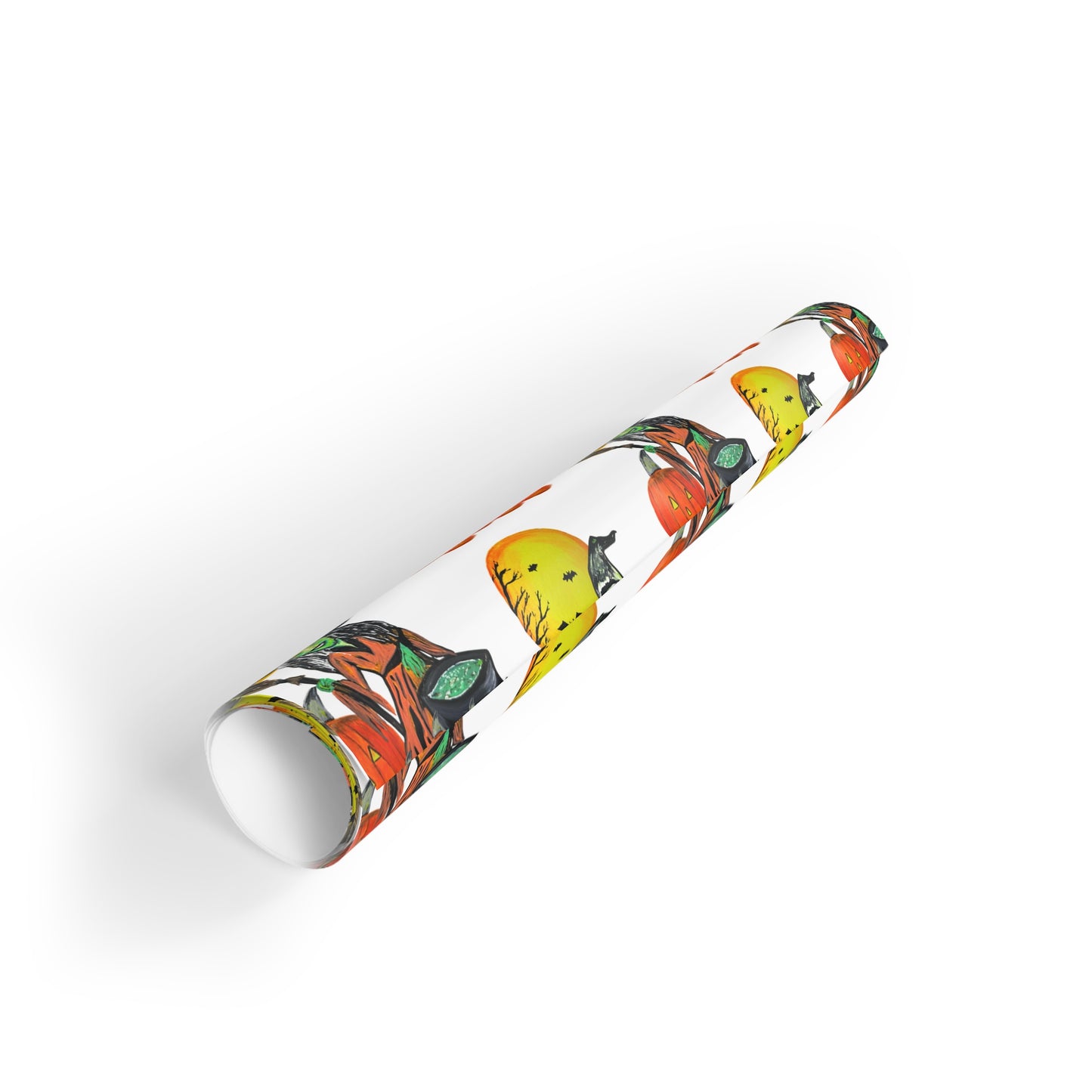 Gift Wrapping Paper Rolls, Halloween Witch Moon Jack-o'lanterns, Spooky Gift Wrap, 1pc, Festive Halloween Decor, Holiday Wrapping Paper,