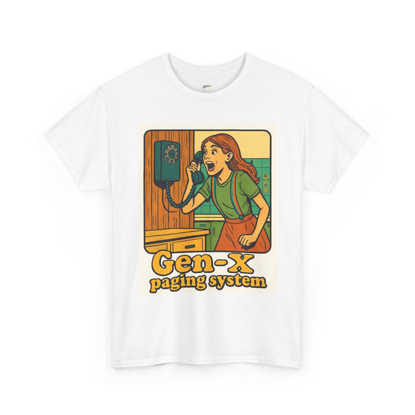 Gen-X Paging System Tee - Nostalgic Unisex Heavy Cotton T-Shirt, Retro Gift for Gen X, 80s Apparel, Vintage Vibe, Fun Casual Wear