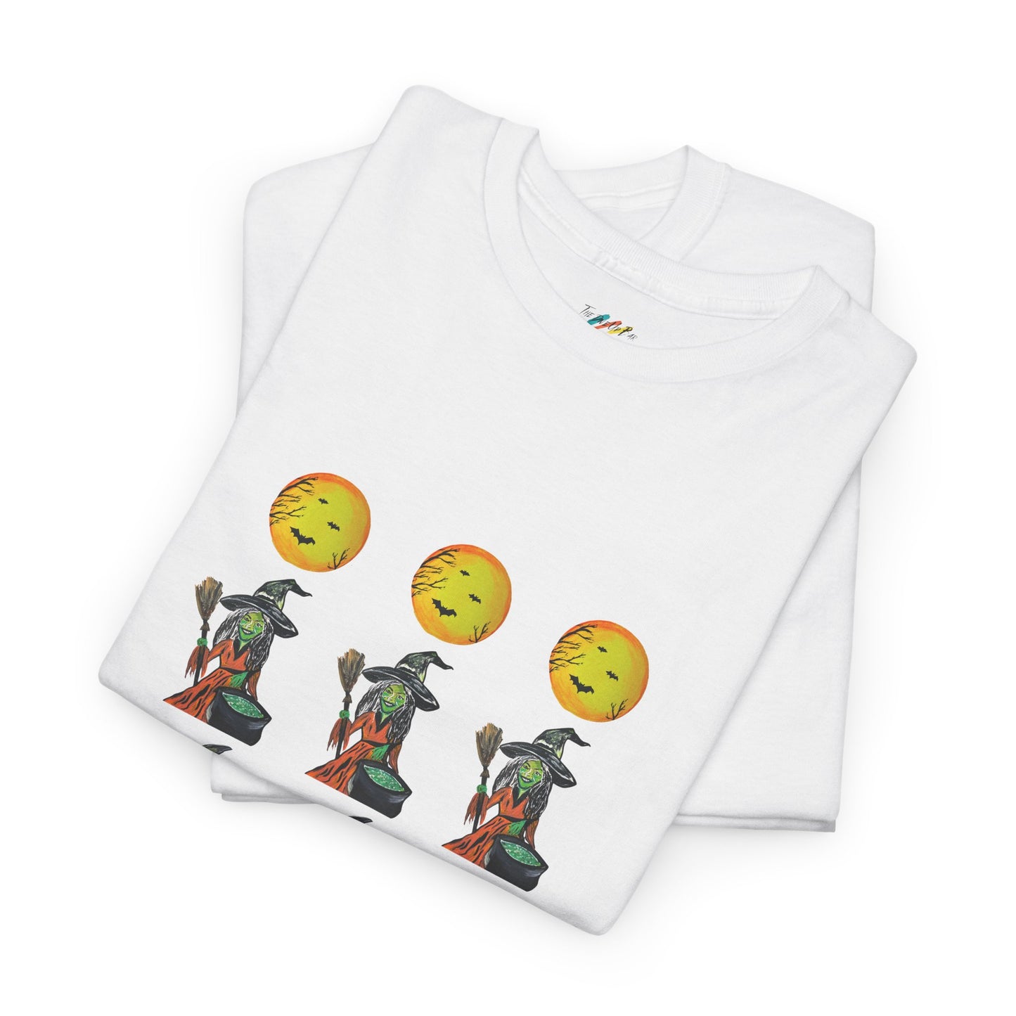 Halloween Tee - Moons, witches, and jacko'lanterns - Unisex Heavy Cotton