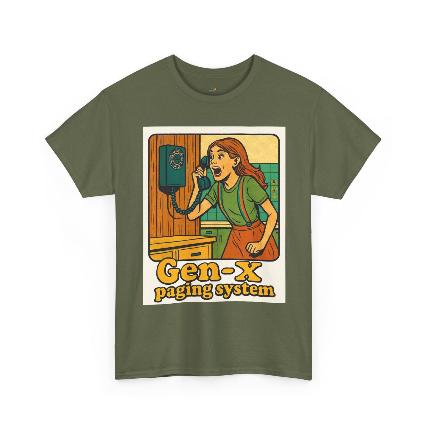Gen-X Paging System Tee - Nostalgic Unisex Heavy Cotton T-Shirt, Retro Gift for Gen X, 80s Apparel, Vintage Vibe, Fun Casual Wear
