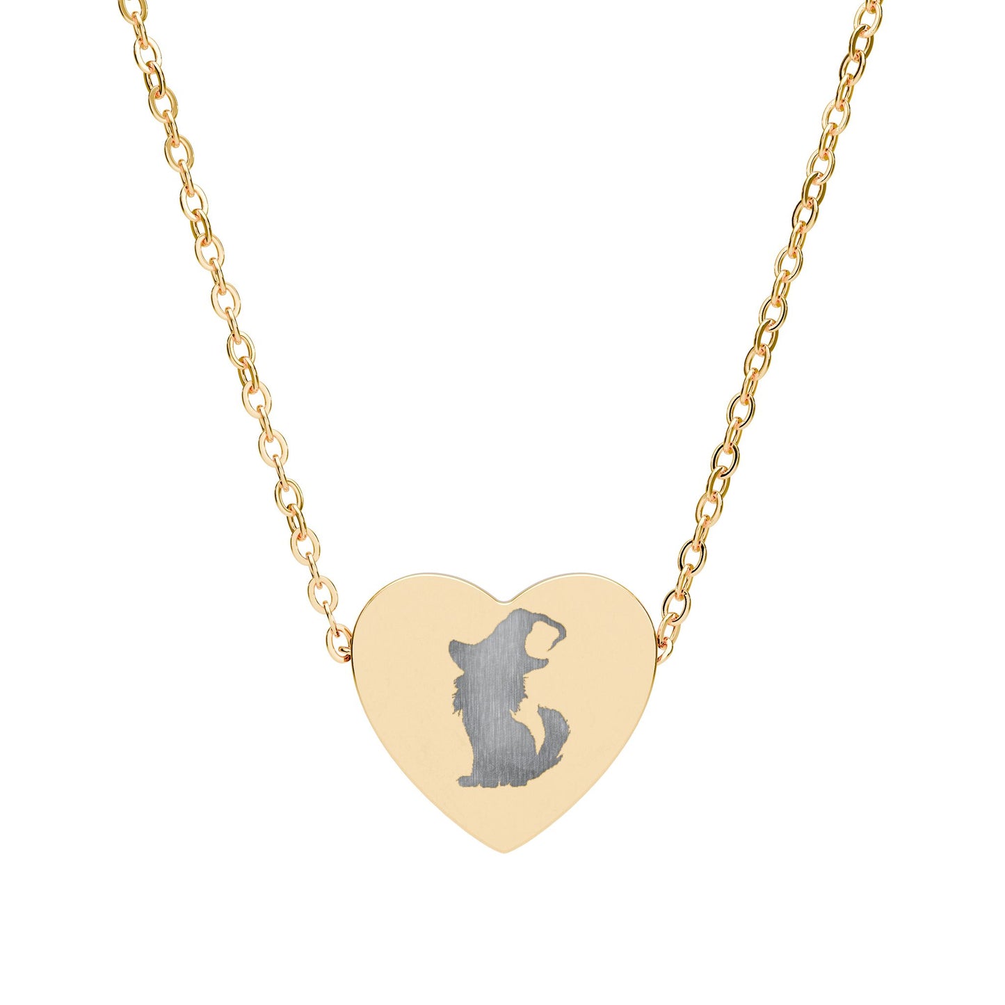 Necklace, Witchy Kitten Engraved, Halloween Lover Jewelry, Cute Kitten Gift, Friendship Necklace, Romantic Gift for Her