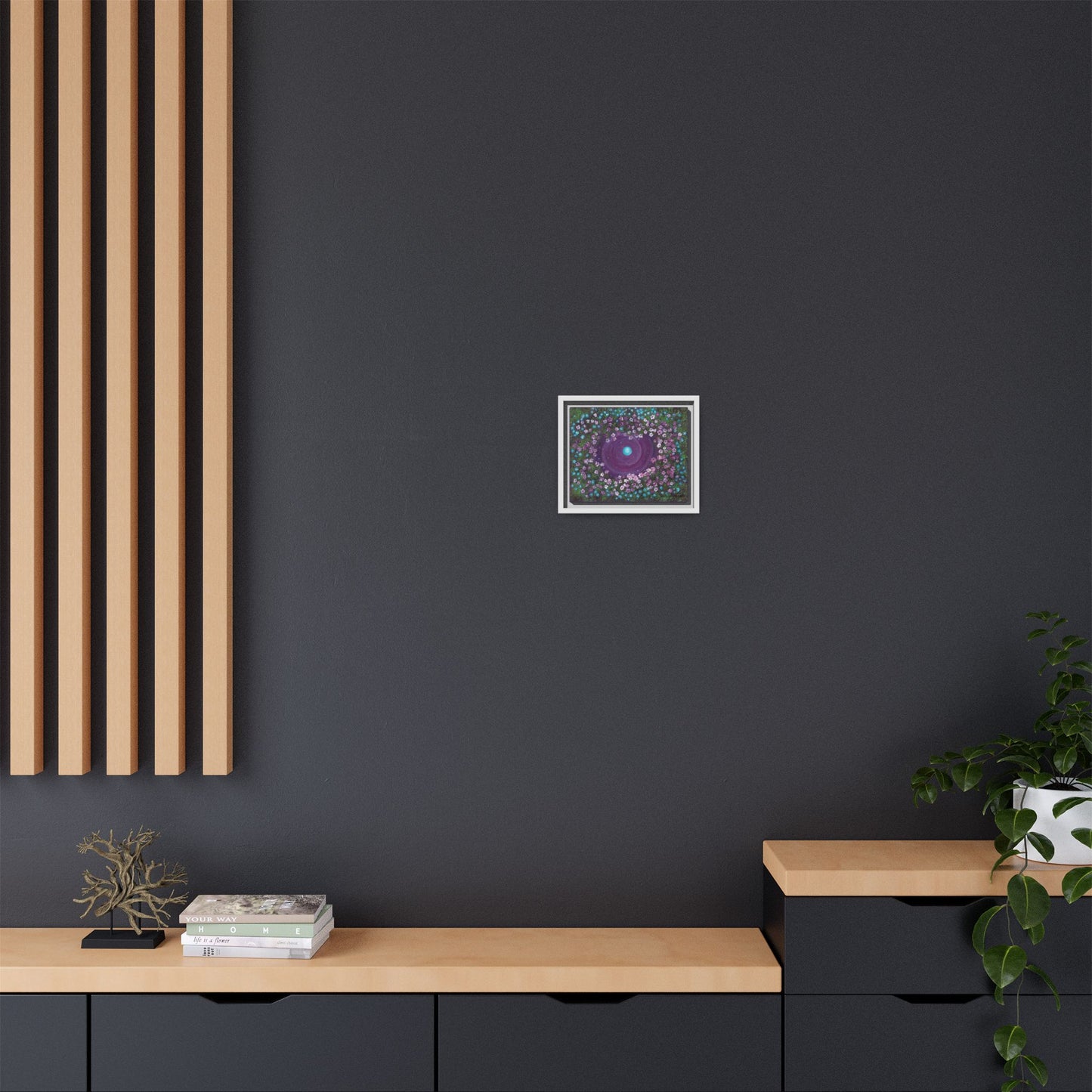 One World Floral Galaxy Painting Matte Canvas, Framed Wall Art | Earth Flower Garden