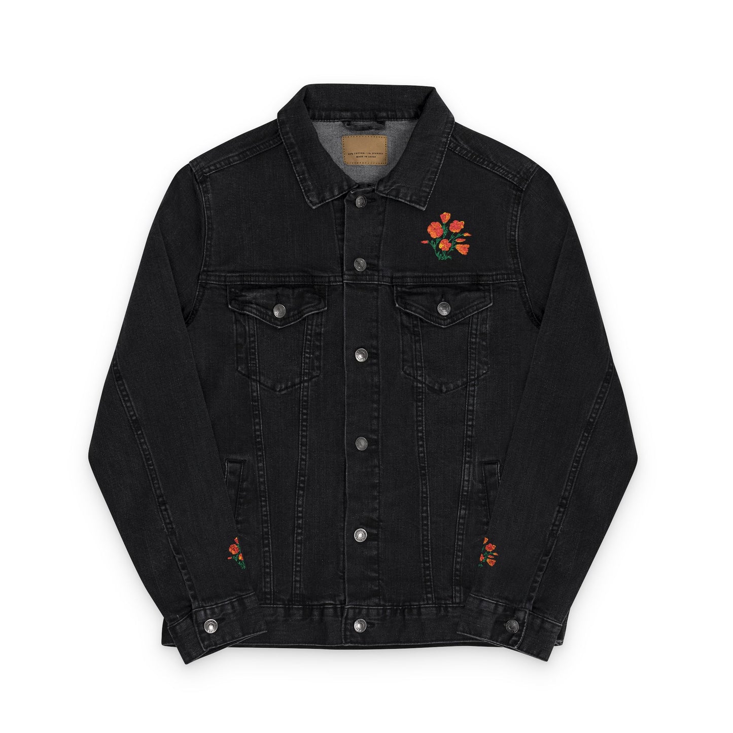 California Poppies! Embroidered Denim Jacket