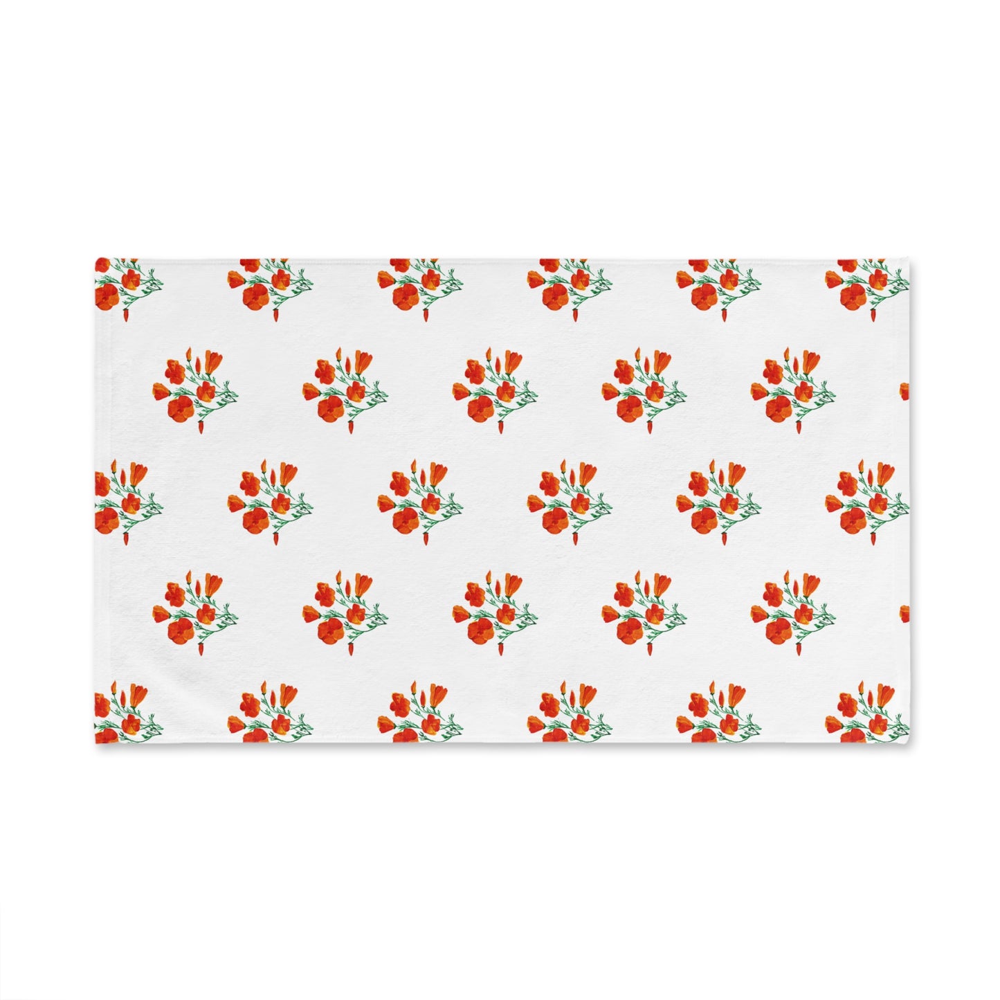 Floral Hand Towel, California Poppies Kitchen and Bath Decor, Gift for Her, Bathroom Accessory, Housewarming, Vibrant Towel