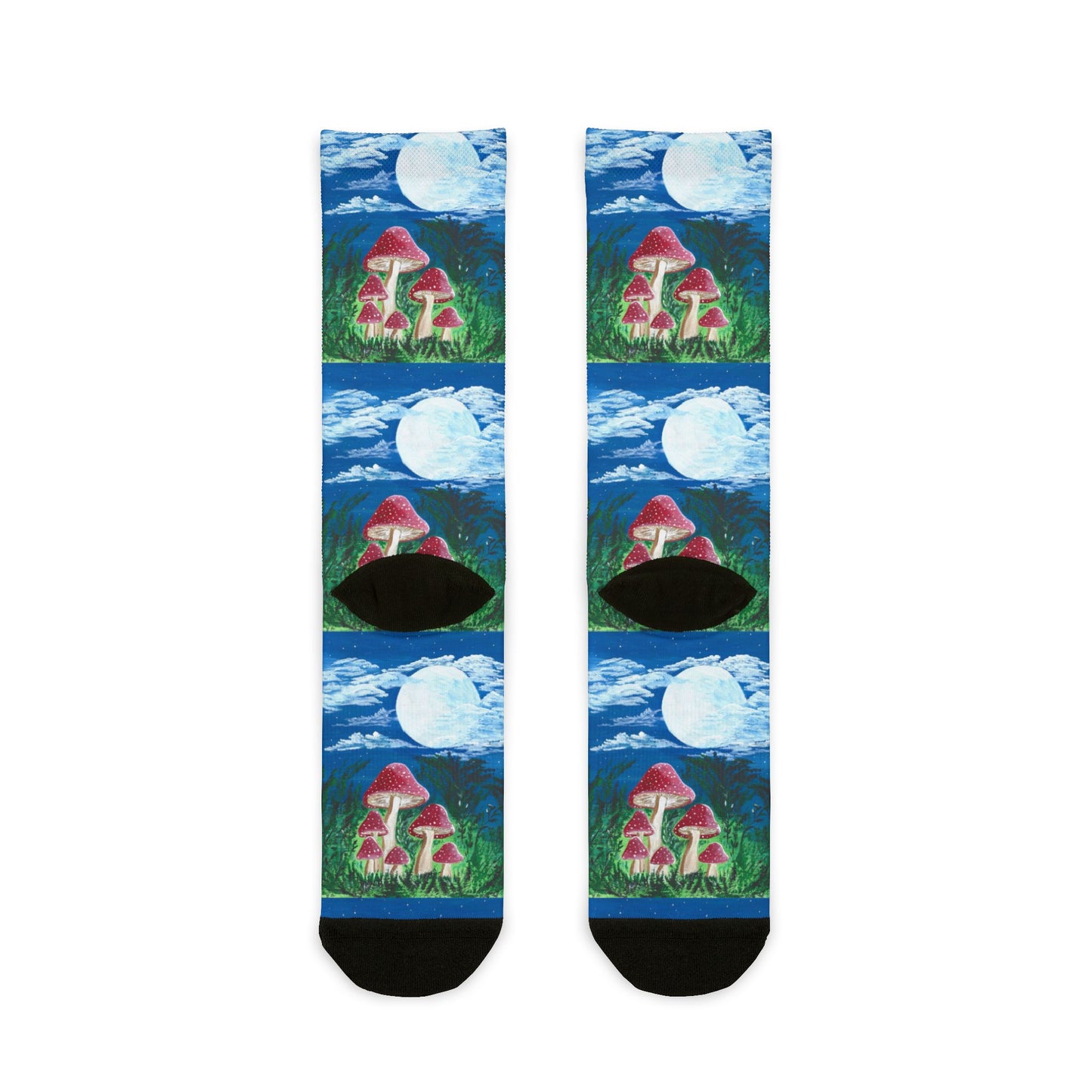 Whimsical Magically Moonlit Mushroom Crew Socks | Gift for Nature Lovers, Cozy Apparel, Unique Sock , Perfect for Hiking, Pajama Parties