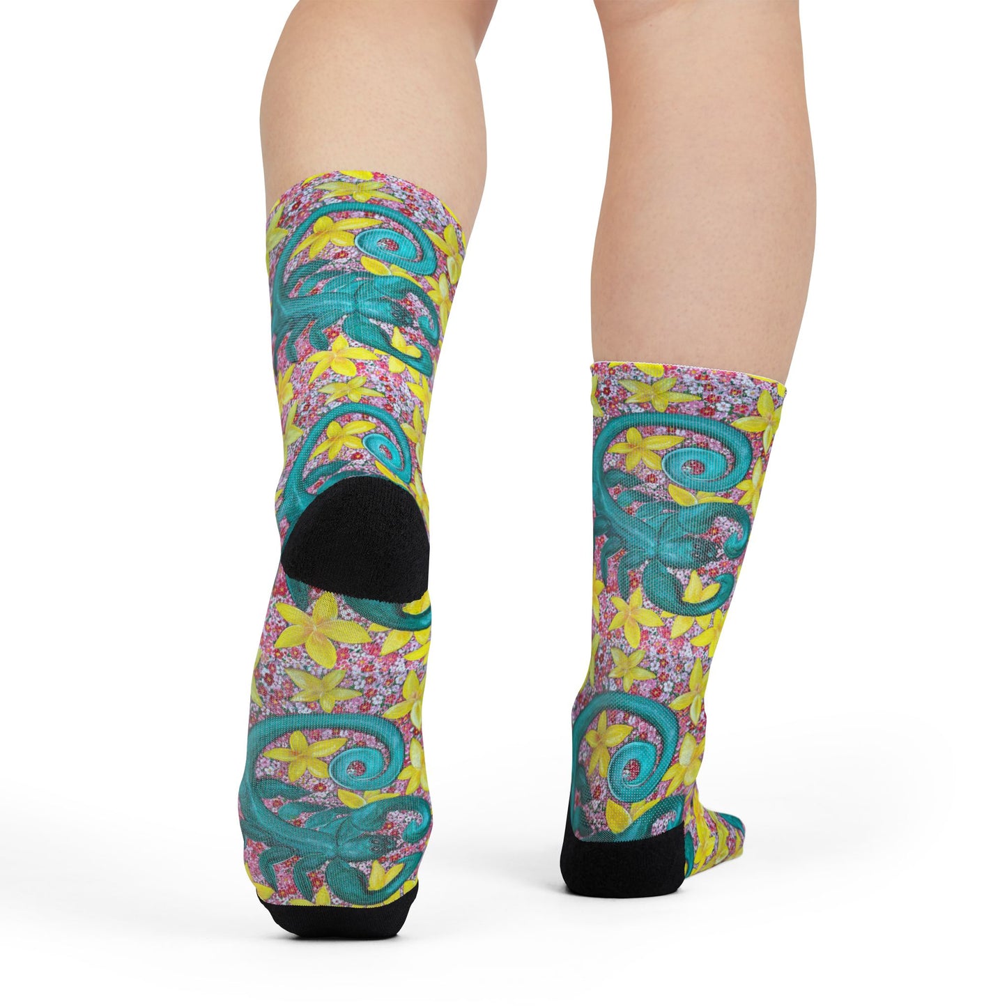 Scorpio Floral Socks, Zodiac Gift, Nature Lover Present, Sublimation Crew Socks, Scorpion Print
