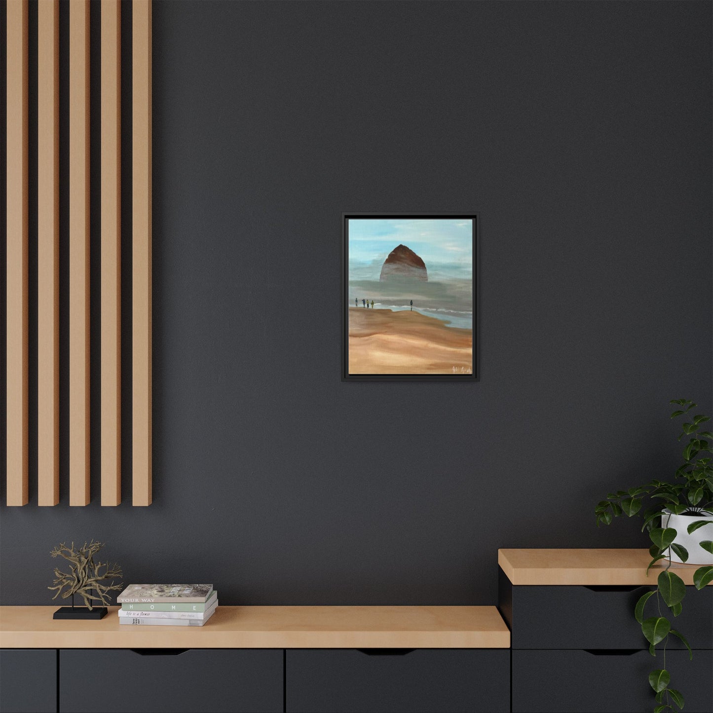 Fog Burning Off Haystack RockCanvas Print, Coastal Seascape Artwork, Pacific Northwest Wall Decor,, Haystack Rock Fog Art