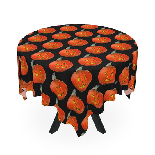 Halloween Jack-o'lantern Tablecloth, Festive Decor for Fall Gatherings, Thanksgiving Parties, Spooky Table Setting, Autumn Home Decoration