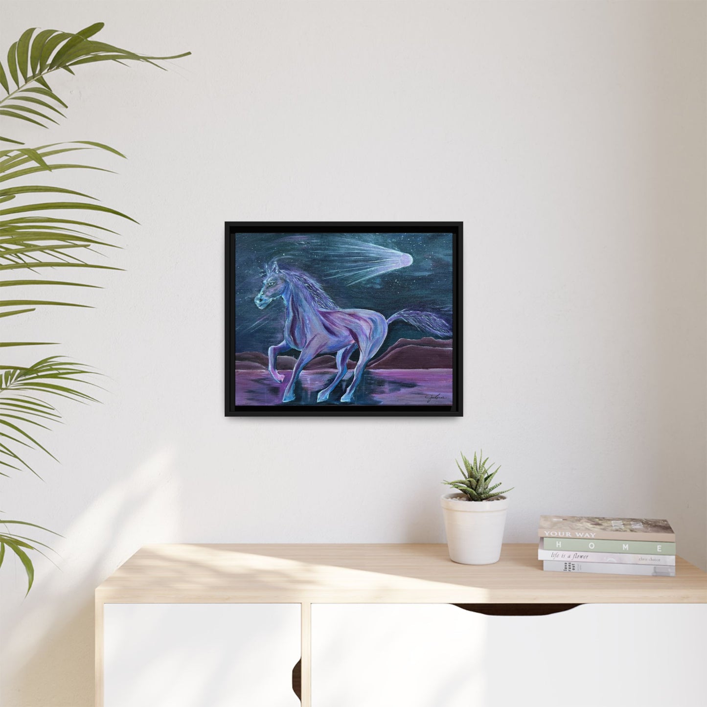 Canvas Print, Purple Horse and Comet, I Want To See You Glow, Framed Wall Art, Ethereal Art, Acrylic Art, Matte Canvas Print, Multi-color,