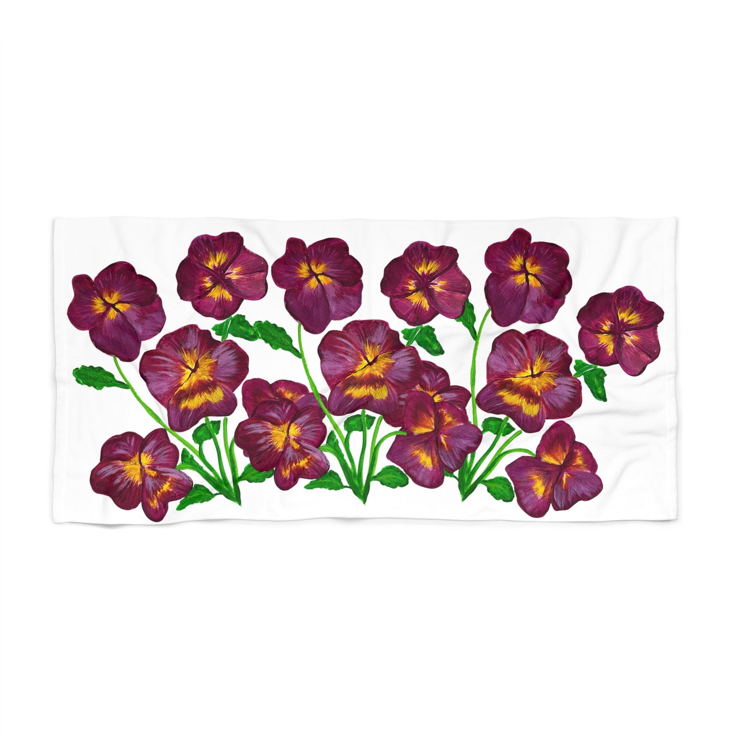 Pansy Floral Beach Towel - Beautiful and Versatile Floral Print Towel, Large Bath Towel, Flower Design Towel, Pansy Print Towel, Beach