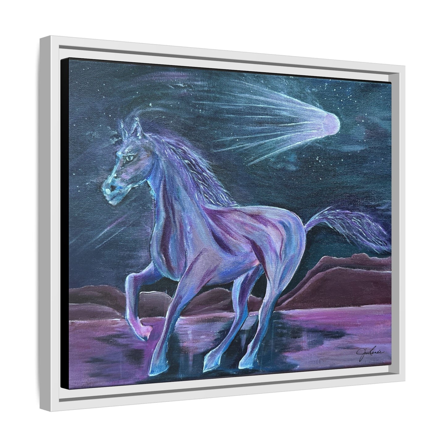 Canvas Print, Purple Horse and Comet, I Want To See You Glow, Framed Wall Art, Ethereal Art, Acrylic Art, Matte Canvas Print, Multi-color,