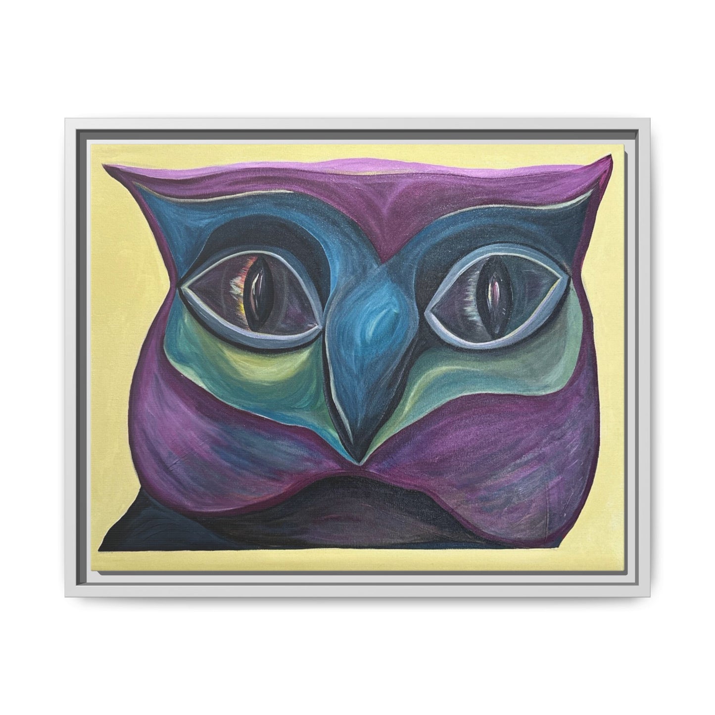 Abstract Colorful Owl Painting Matte Canvas, Framed | Modern Wall Art