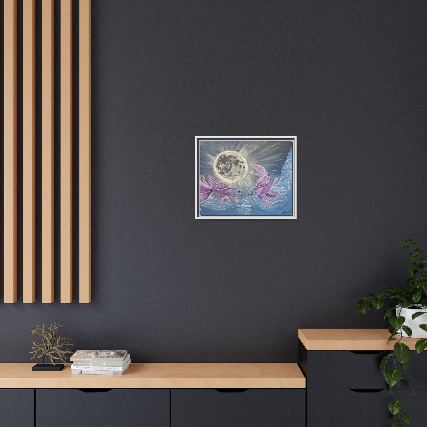 'Moonlit Pisces' Framed Canvas Print