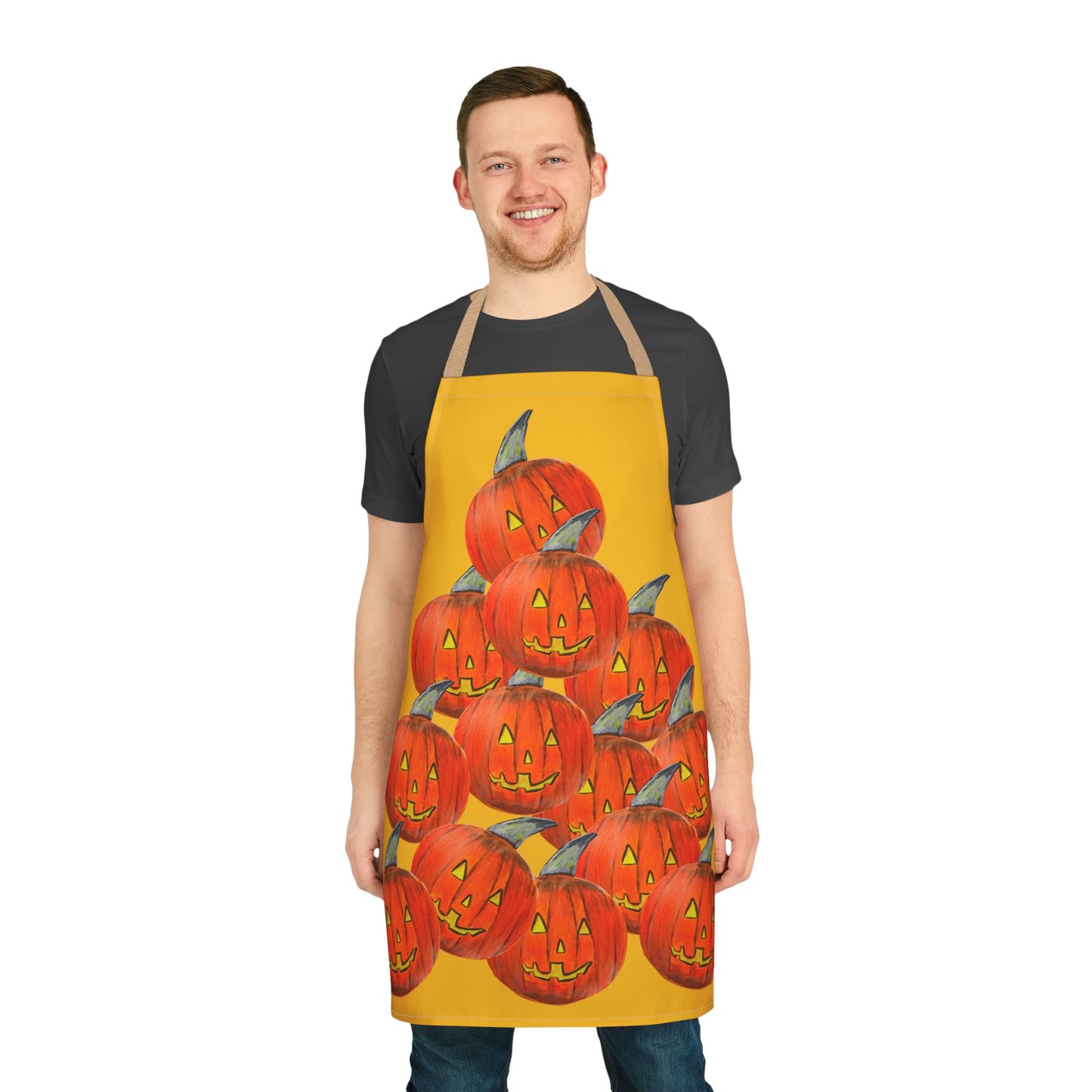 Stacked Jack-o'-Lanterns Apron | Halloween Pumpkin Kitchen Apron