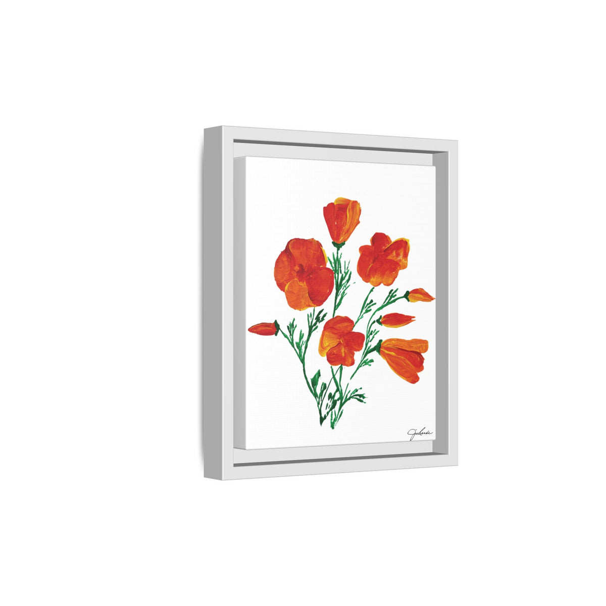 Framed Canvas Print, California Poppies - Print Wall Art - Home Decor, Matte Canvas, Multi-color Floral Artwork, Botanical Picture Gift