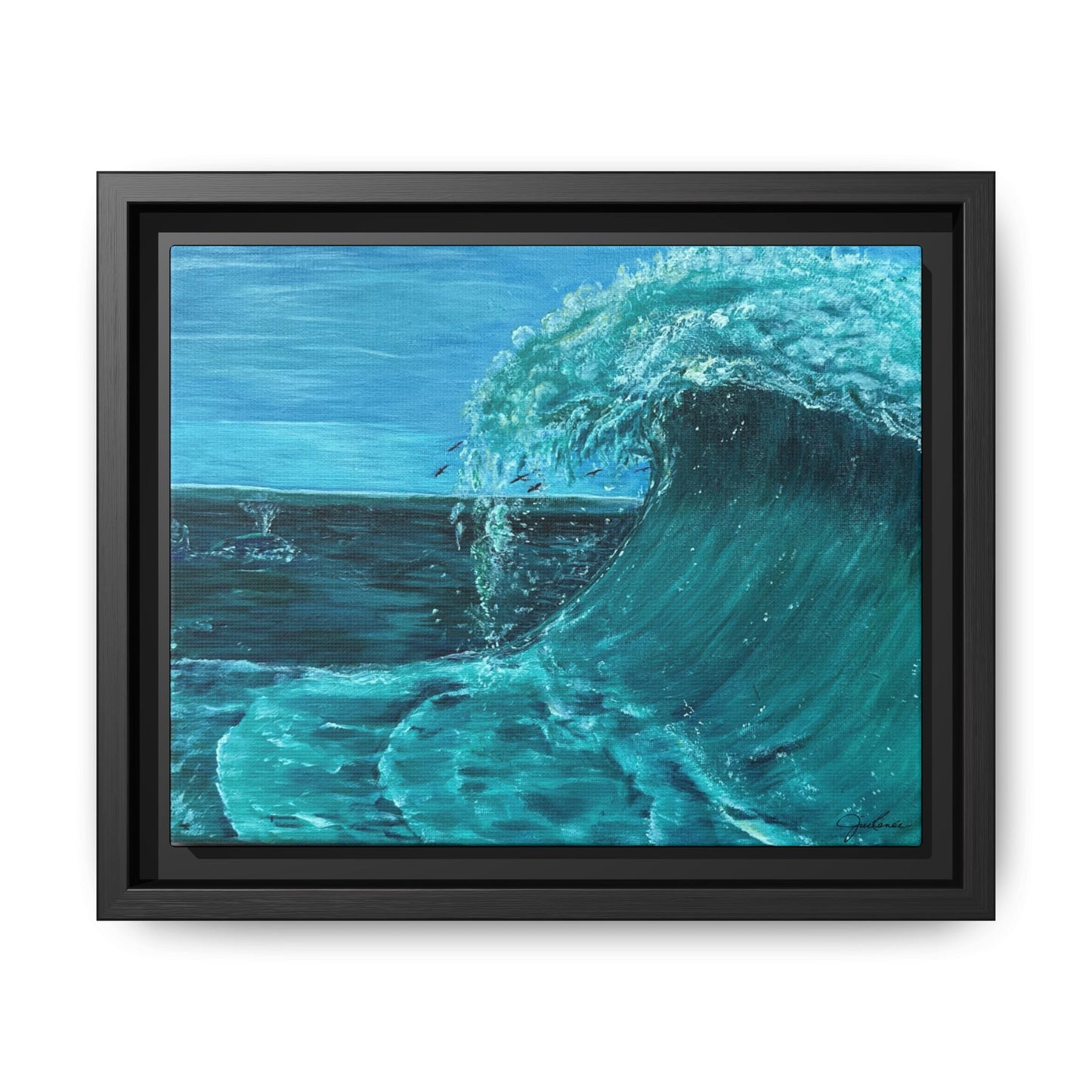 Colorful Wave at Sea Framed Canvas Print | Matte Canvas Artwork