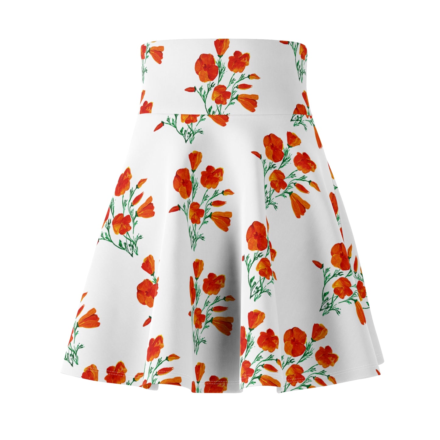 Orange California Poppy Floral Skater Skirt